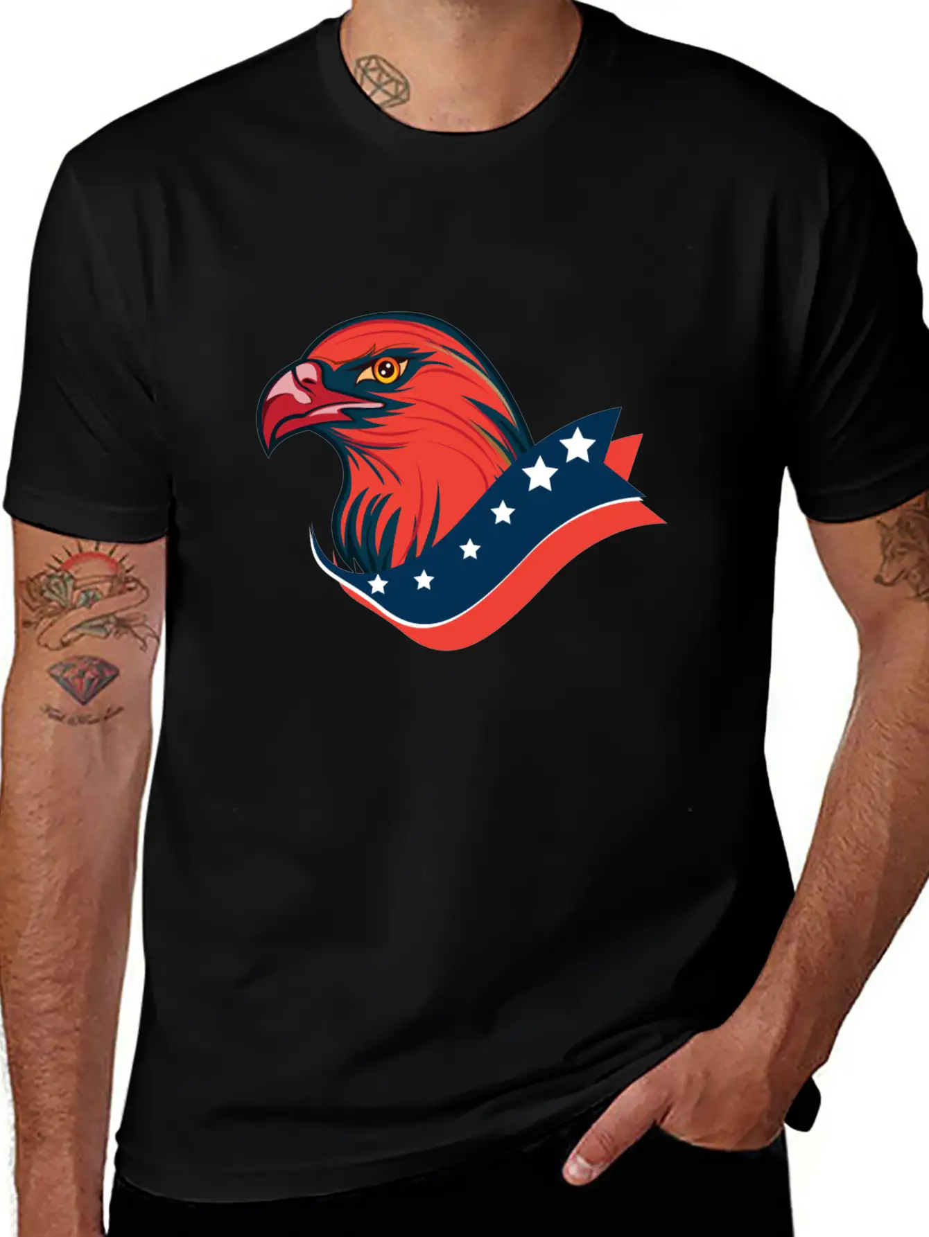 American Red Eagle, Patriotic American Eagle Unisex Short Sleeve Soft Cotton T-Shirt – Casual Everyday Wear