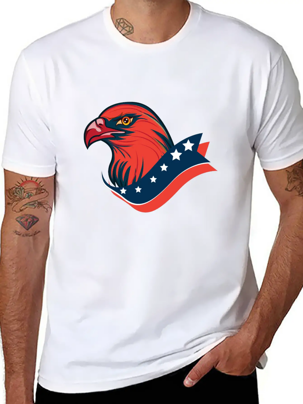 American Red Eagle, Patriotic American Eagle Unisex Short Sleeve Soft Cotton T-Shirt – Casual Everyday Wear