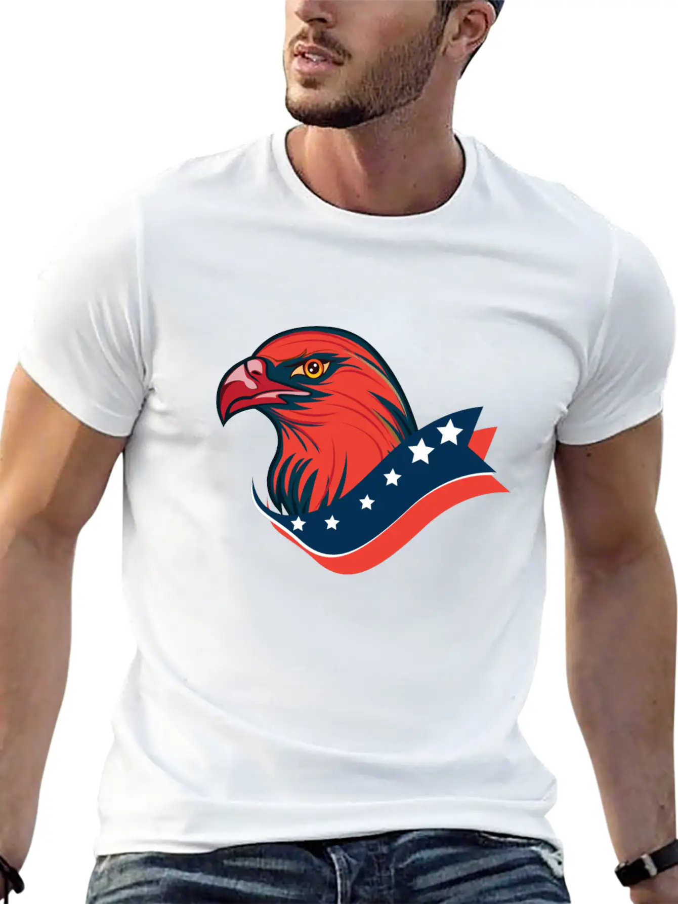 American Red Eagle, Patriotic American Eagle Unisex Short Sleeve Soft Cotton T-Shirt – Casual Everyday Wear