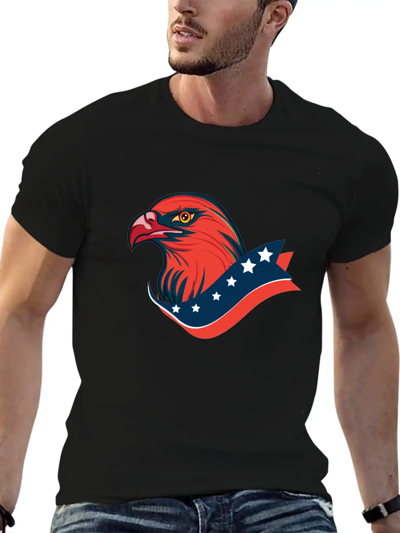 American Red Eagle, Patriotic American Eagle Unisex Short Sleeve Soft Cotton T-Shirt – Casual Everyday Wear