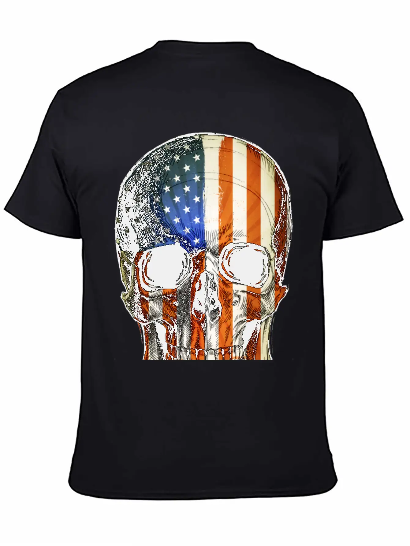 American Vintage Flag Skull - Gift Idea USA Stylish Everyday T-Shirt – Unisex Basic Cotton Tee