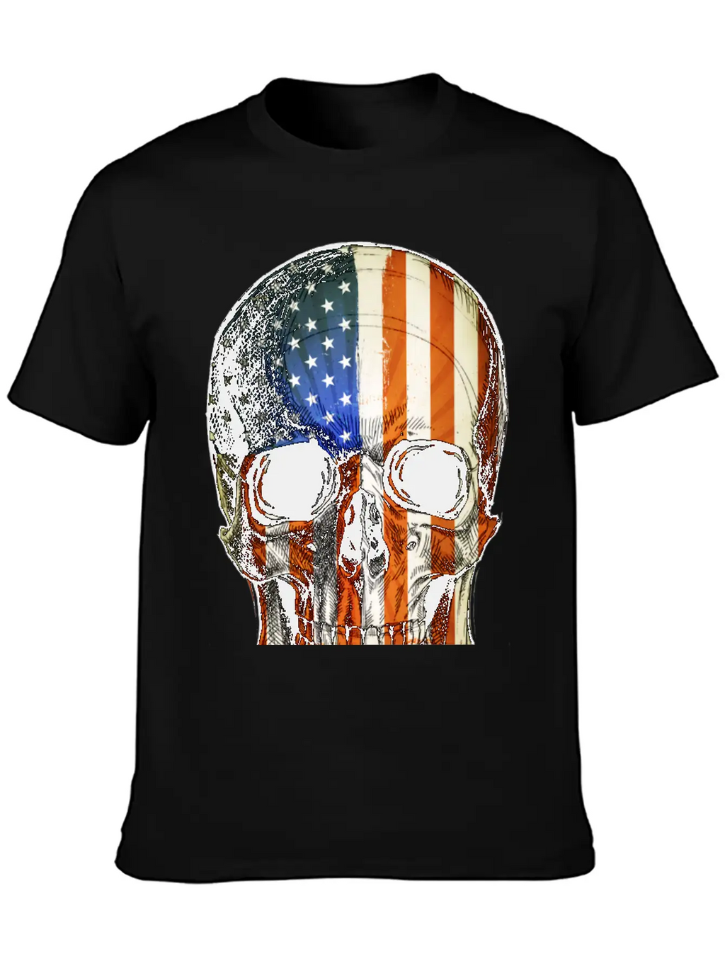 American Vintage Flag Skull - Gift Idea USA Stylish Everyday T-Shirt – Unisex Basic Cotton Tee