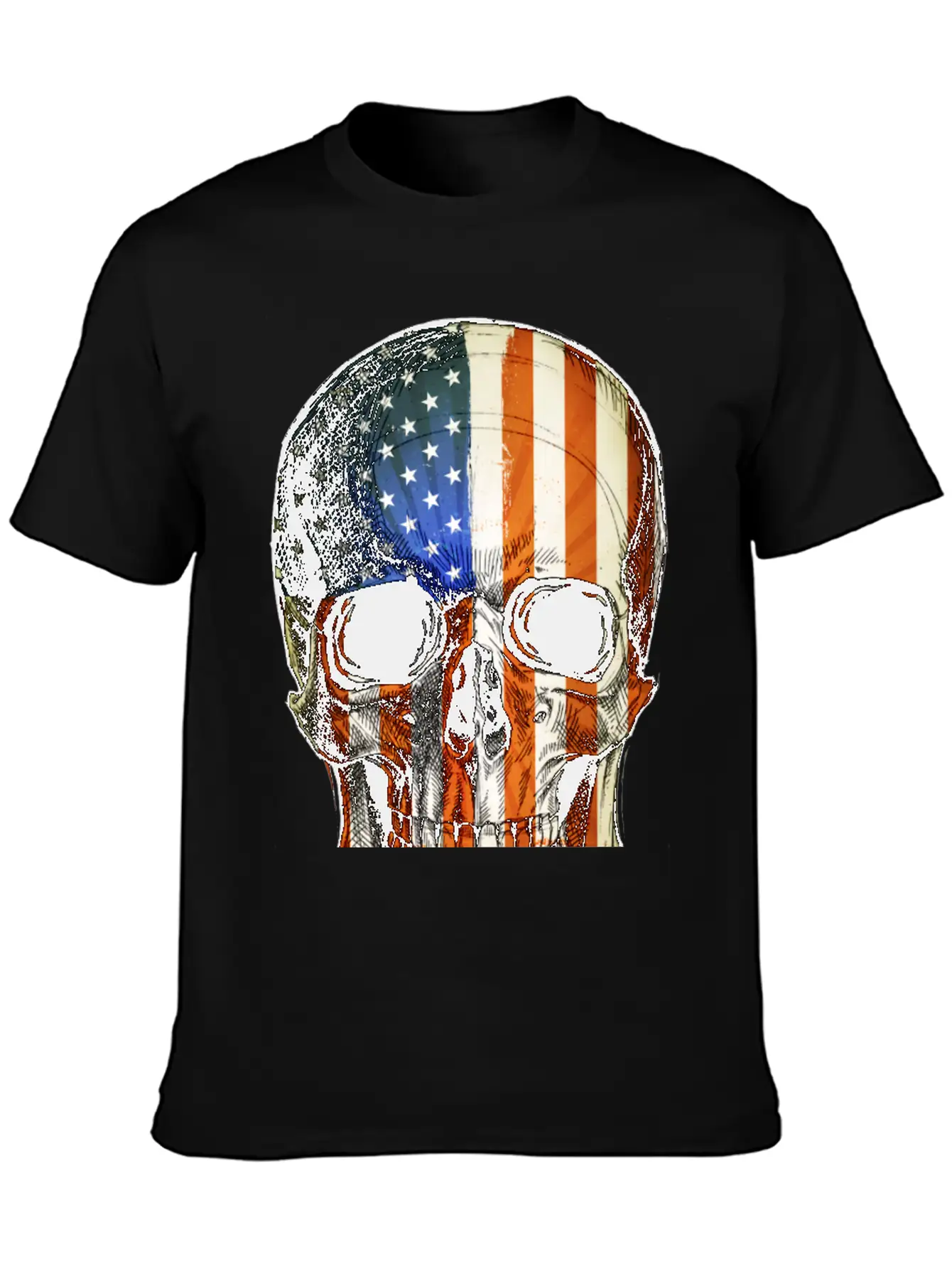 American Vintage Flag Skull - Gift Idea USA Stylish Everyday T-Shirt – Unisex Basic Cotton Tee