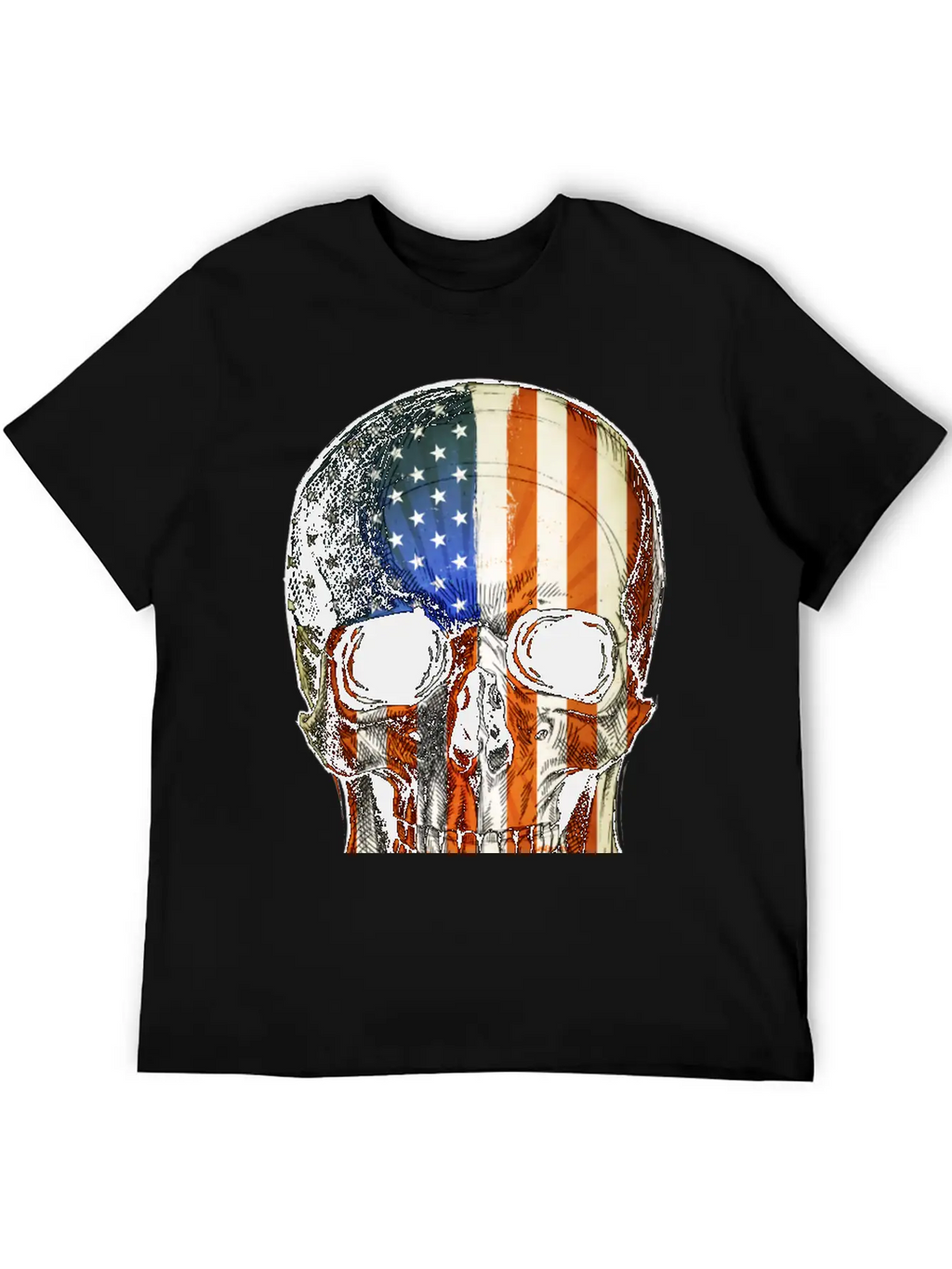 American Vintage Flag Skull - Gift Idea USA Stylish Everyday T-Shirt – Unisex Basic Cotton Tee