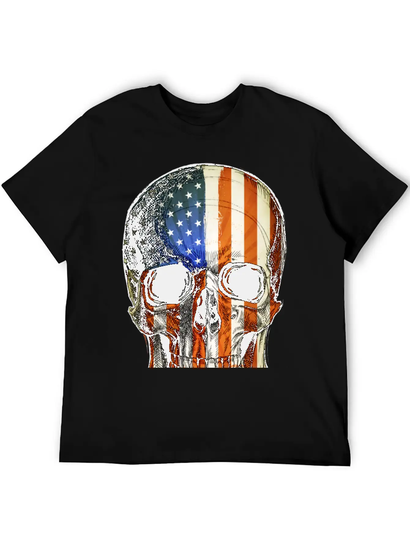 American Vintage Flag Skull - Gift Idea USA Stylish Everyday T-Shirt – Unisex Basic Cotton Tee