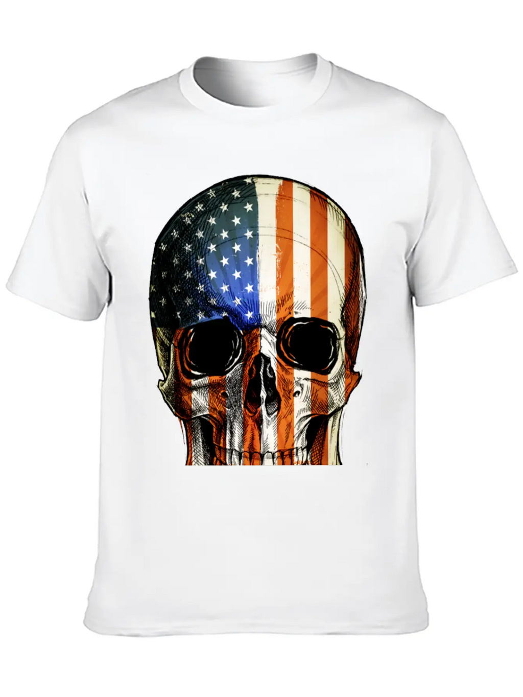 American Vintage Flag Skull - Gift Idea USA Stylish Everyday T-Shirt – Unisex Basic Cotton Tee