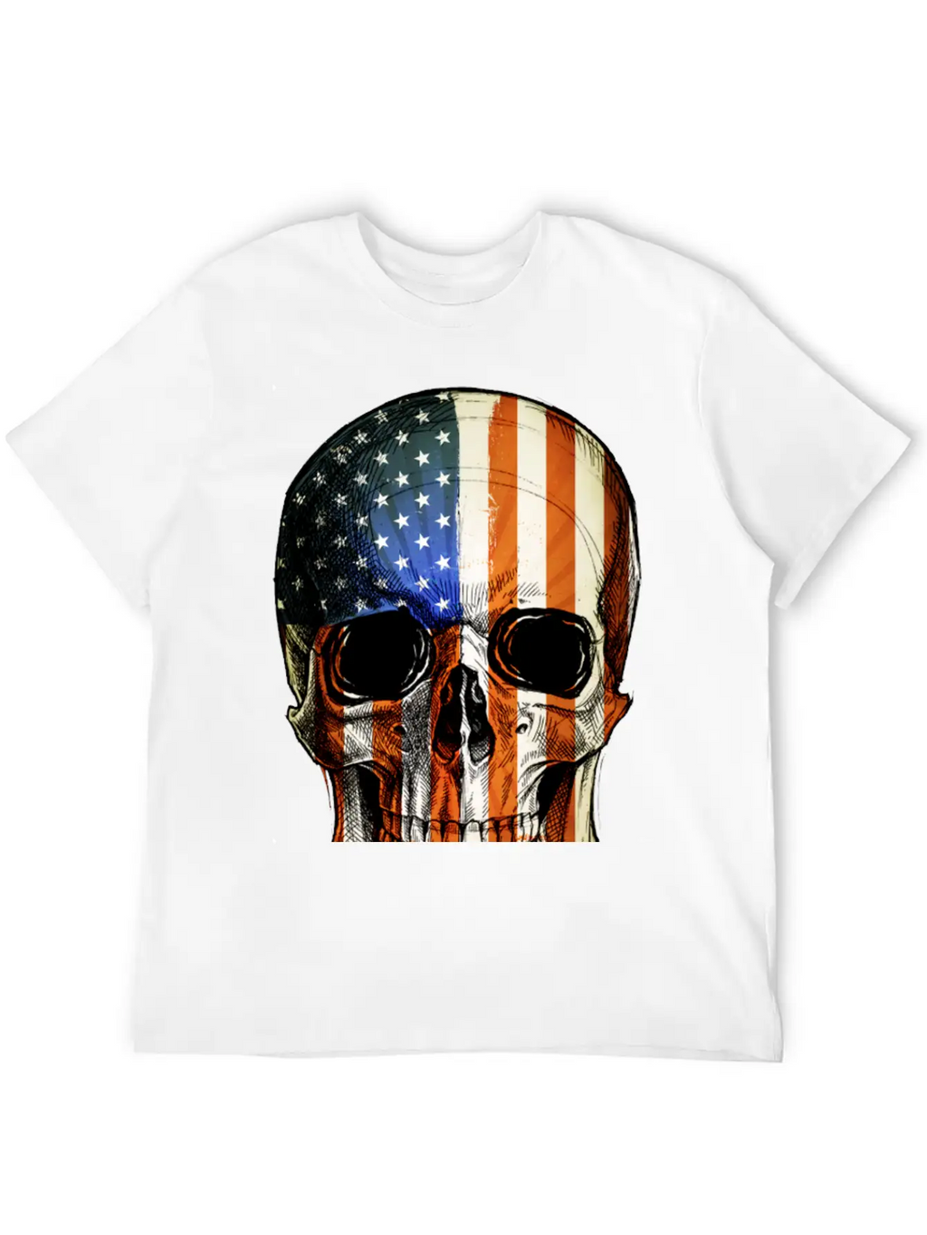 American Vintage Flag Skull - Gift Idea USA Stylish Everyday T-Shirt – Unisex Basic Cotton Tee