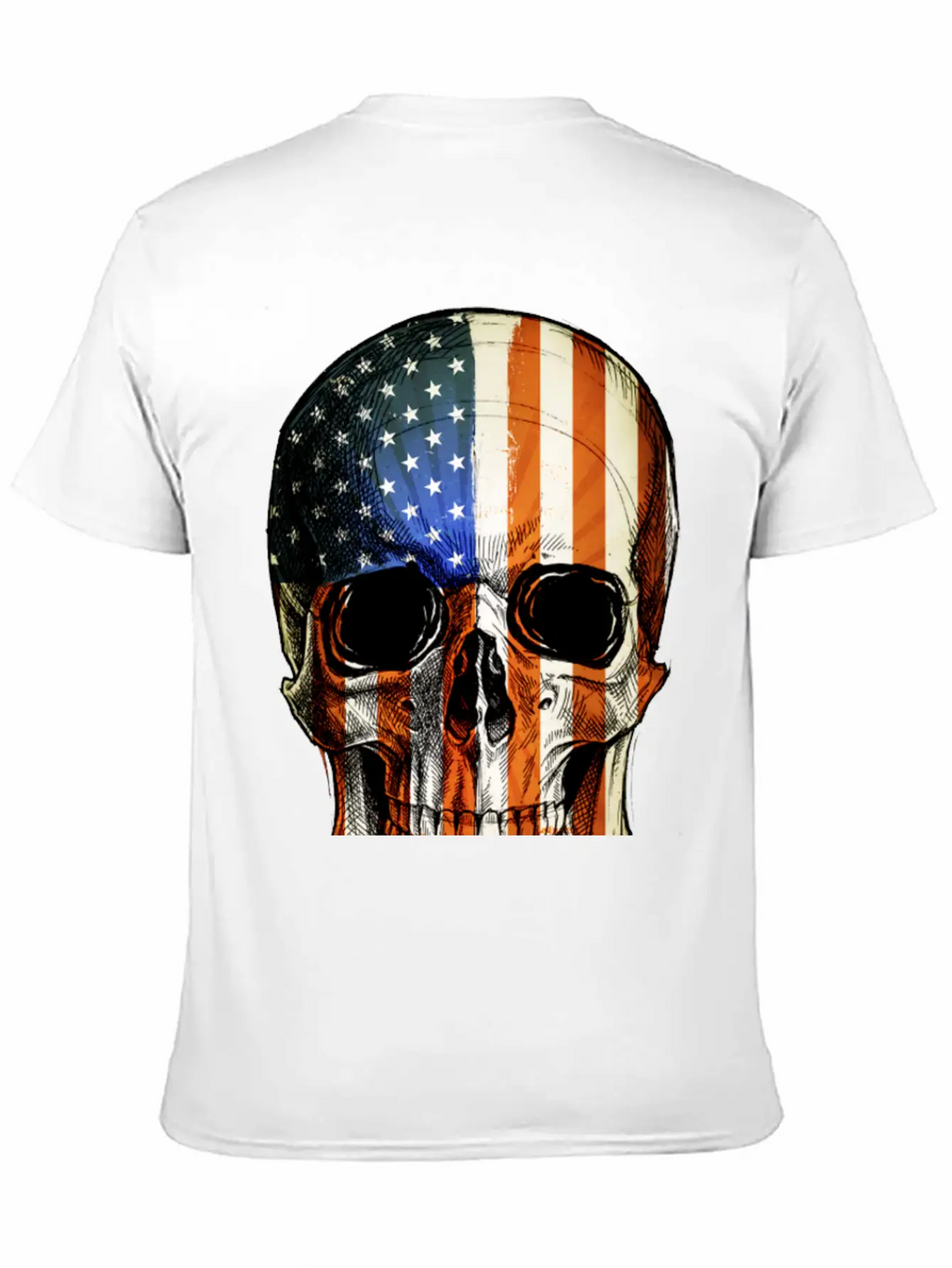 American Vintage Flag Skull - Gift Idea USA Stylish Everyday T-Shirt – Unisex Basic Cotton Tee