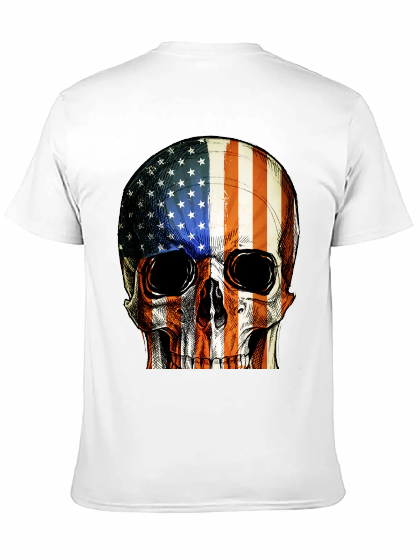 American Vintage Flag Skull - Gift Idea USA Stylish Everyday T-Shirt – Unisex Basic Cotton Tee