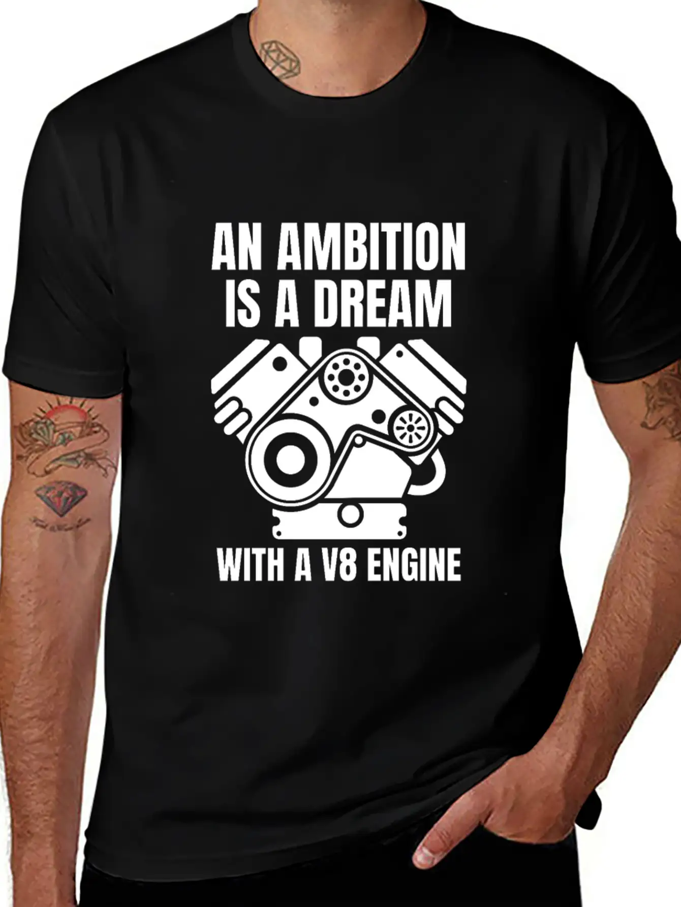 An Ambition Is A Dream With A V8 (W) Essential Cotton Tee For Daily Outfits – Unisex Style