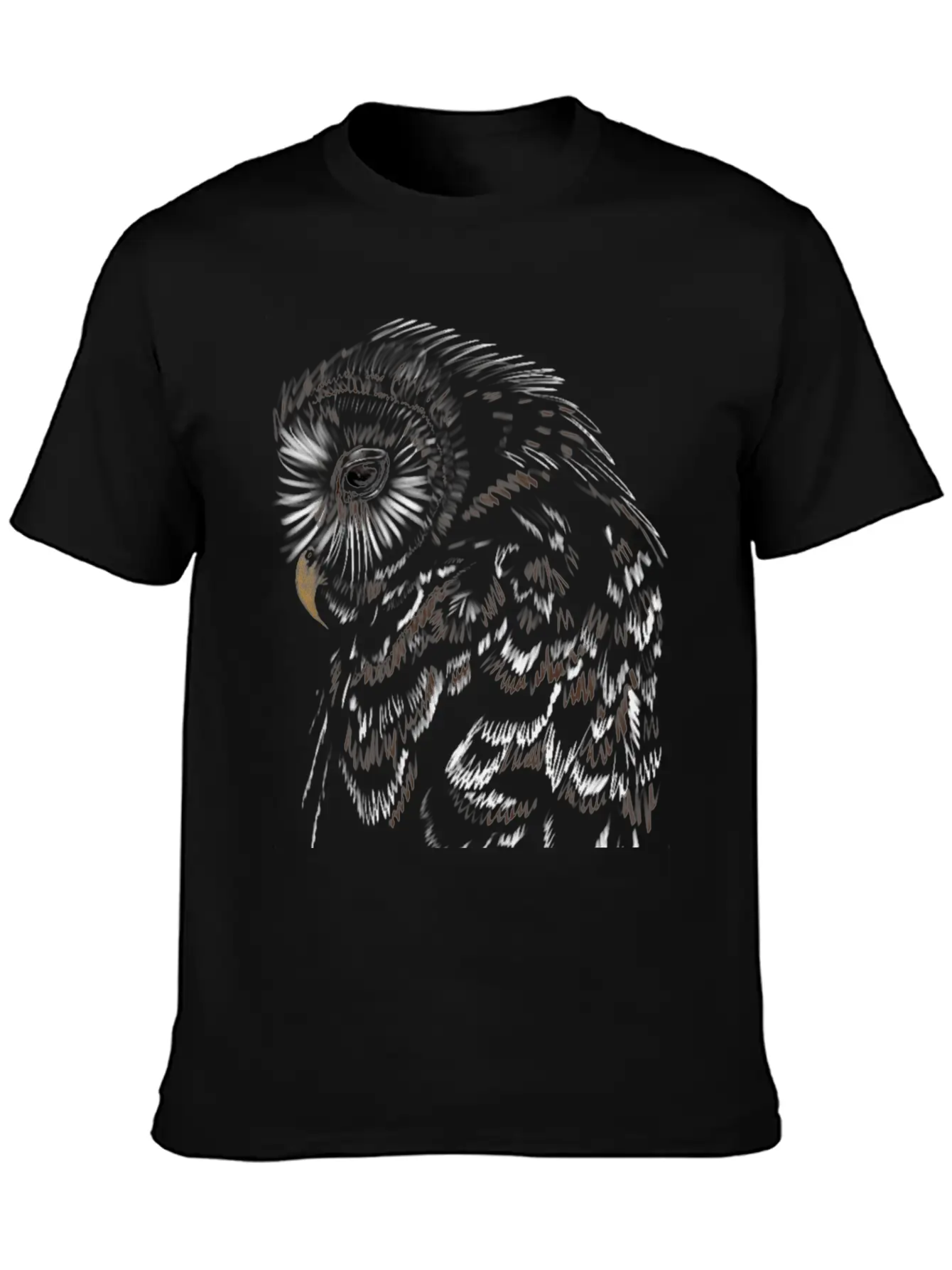 "An Owl's Sorrow" Jamie's Hand-Drawn Collection Breathable Soft Cotton T-Shirt – Timeless Casual Look