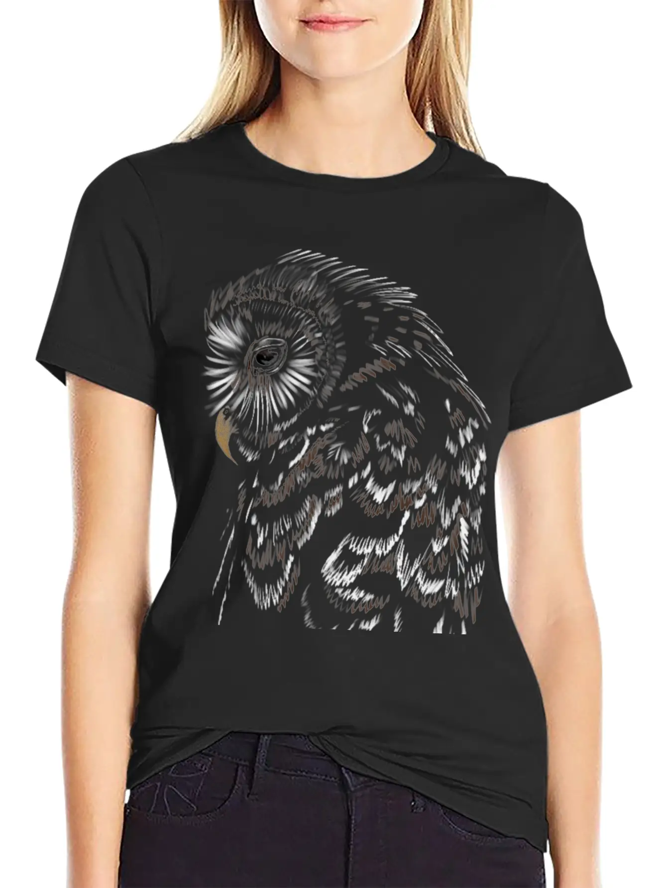 "An Owl's Sorrow" Jamie's Hand-Drawn Collection Breathable Soft Cotton T-Shirt – Timeless Casual Look
