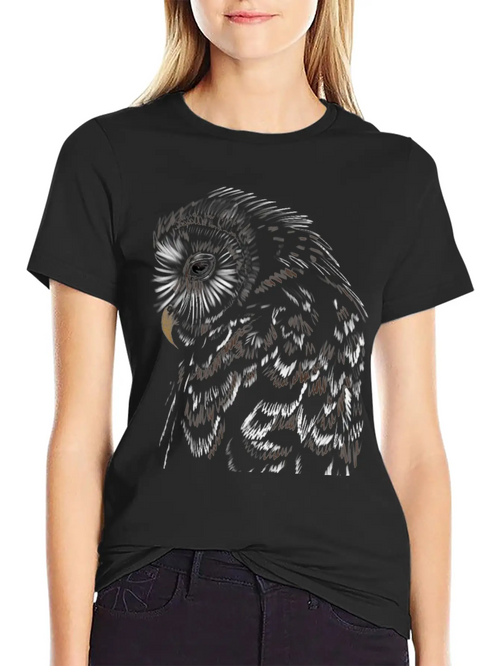 "An Owl's Sorrow" Jamie's Hand-Drawn Collection Breathable Soft Cotton T-Shirt – Timeless Casual Look