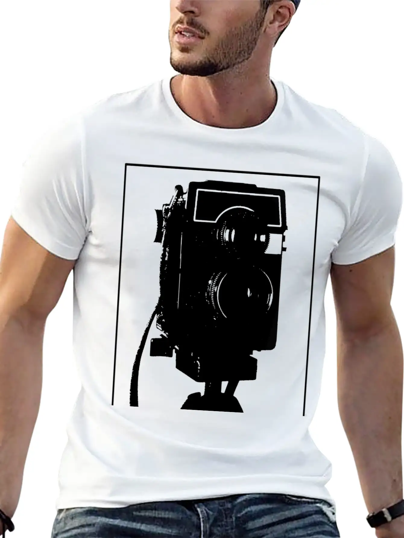 Analogue Camera On Tripod Unisex Casual T-Shirt – Clean Design For Daily Comfort