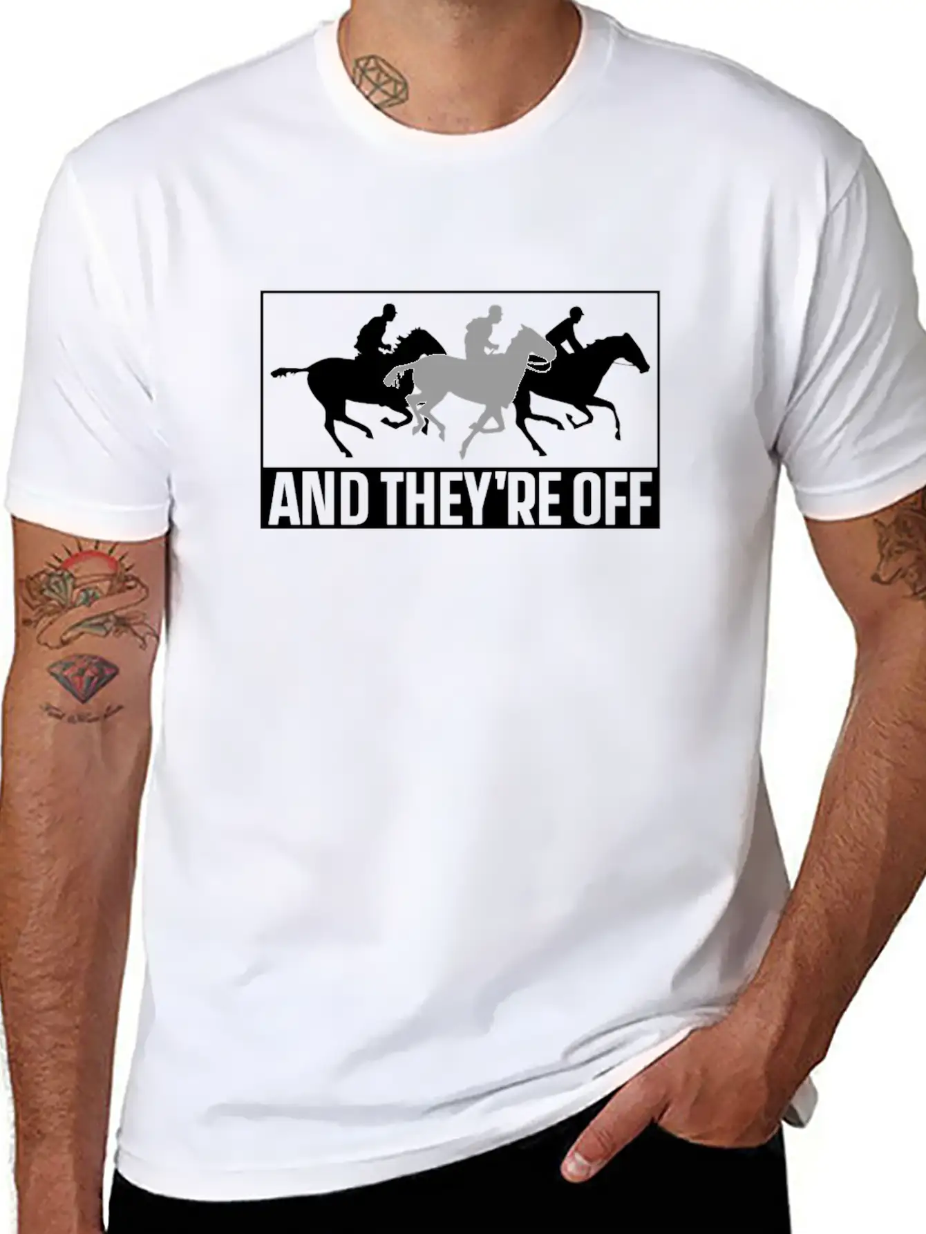 And They're Off Horses Racing Horse Race Racer Classic Fit Graphic Tee For Daily Comfort – Unisex Cotton Shirt