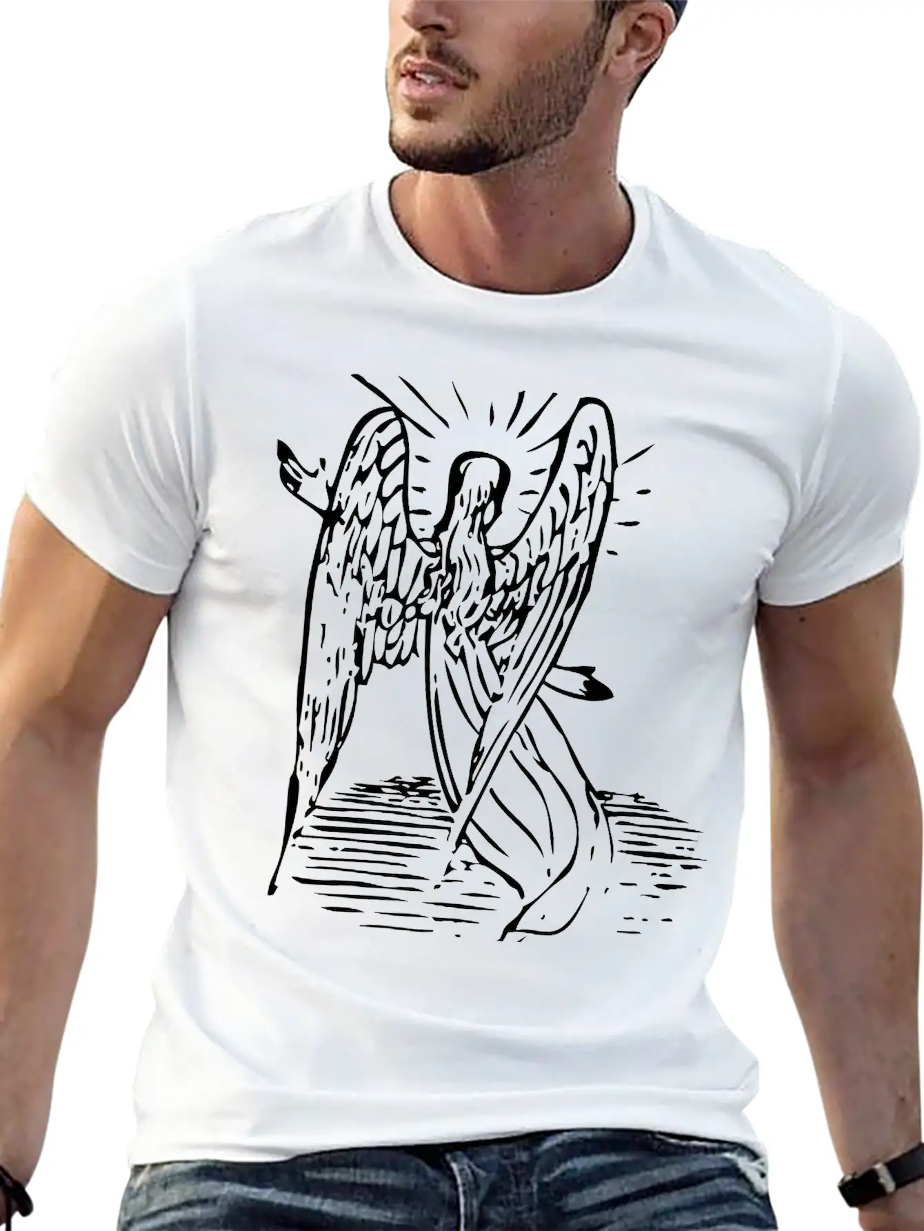 Angel With Long Hair Unisex Short Sleeve Soft Cotton T-Shirt – Casual Everyday Wear