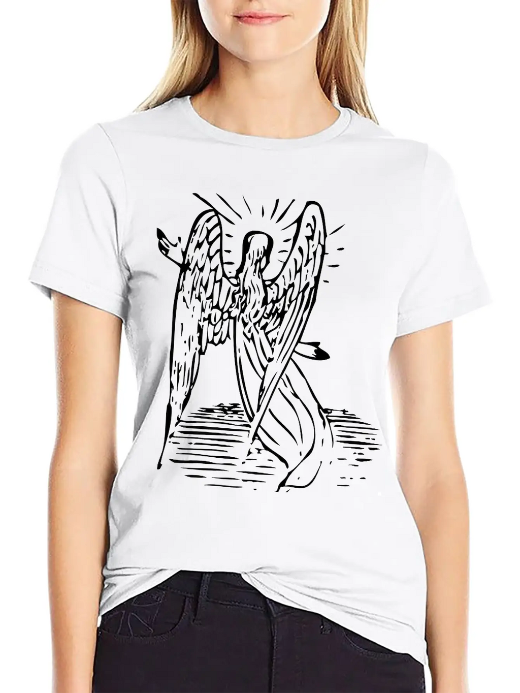 Angel With Long Hair Unisex Short Sleeve Soft Cotton T-Shirt – Casual Everyday Wear