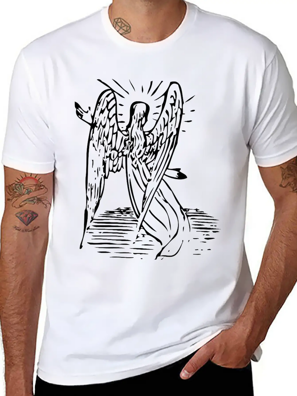 Angel With Long Hair Unisex Short Sleeve Soft Cotton T-Shirt – Casual Everyday Wear