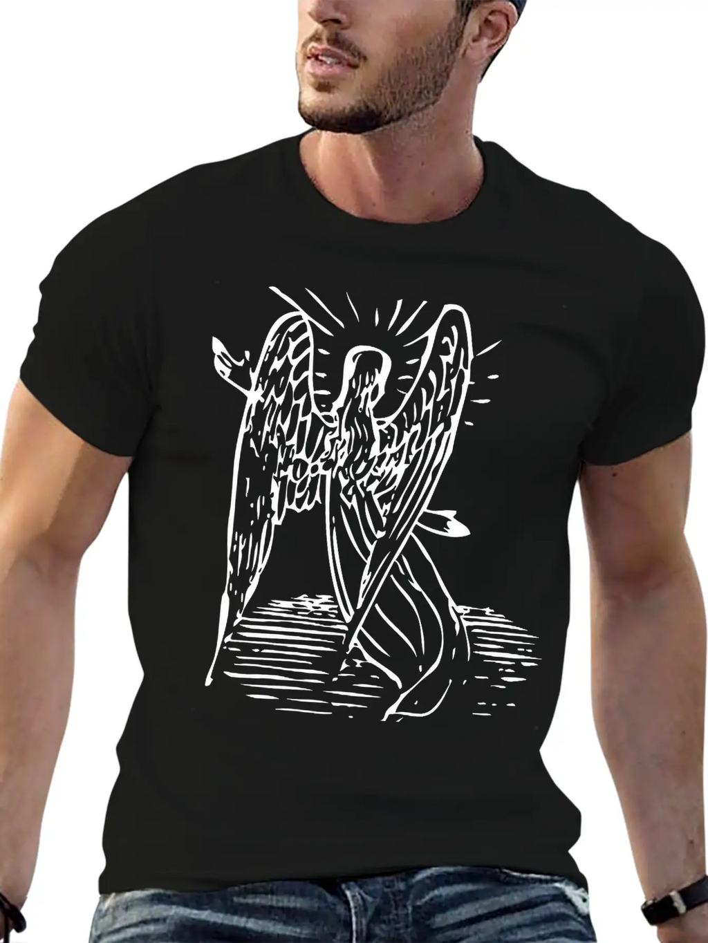 Angel With Long Hair Unisex Short Sleeve Soft Cotton T-Shirt – Casual Everyday Wear