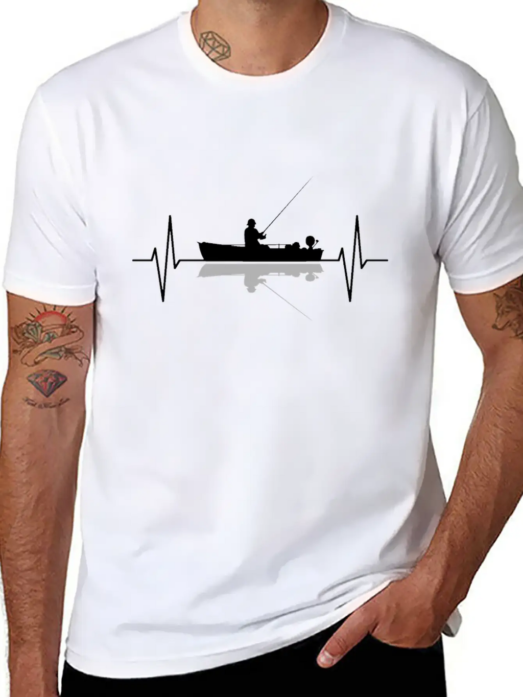 Angler Fisherman Fishing Boat Heartbeat Gift Classic Fit Graphic Tee For Daily Comfort – Unisex Cotton Shirt
