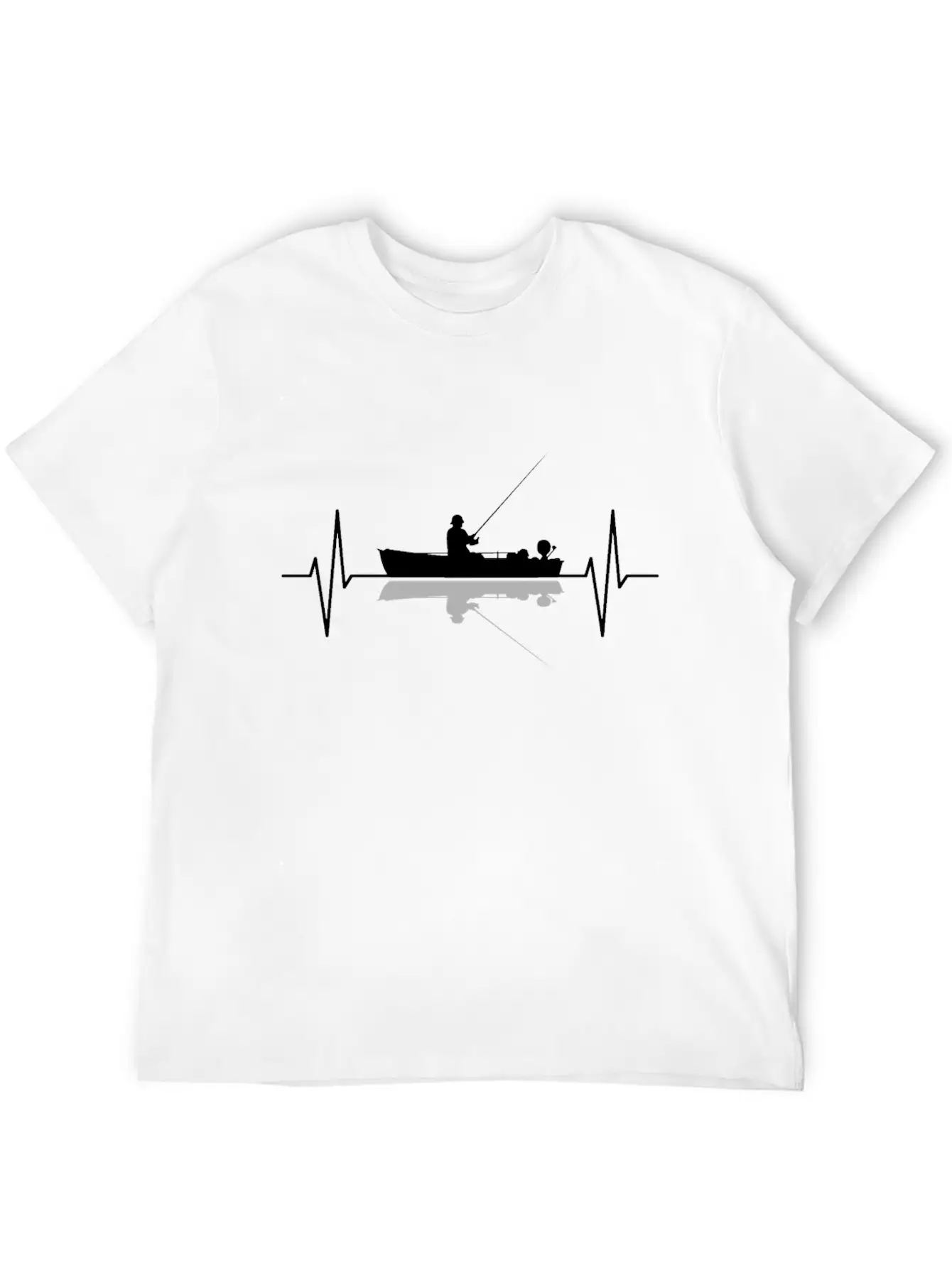 Angler Fisherman Fishing Boat Heartbeat Gift Classic Fit Graphic Tee For Daily Comfort – Unisex Cotton Shirt