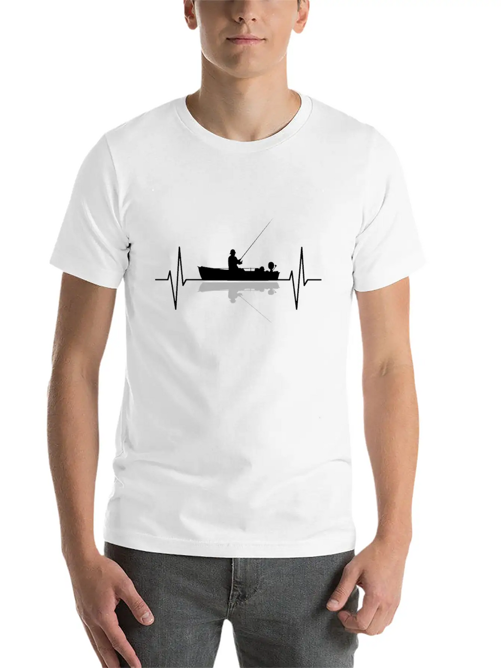 Angler Fisherman Fishing Boat Heartbeat Gift Classic Fit Graphic Tee For Daily Comfort – Unisex Cotton Shirt