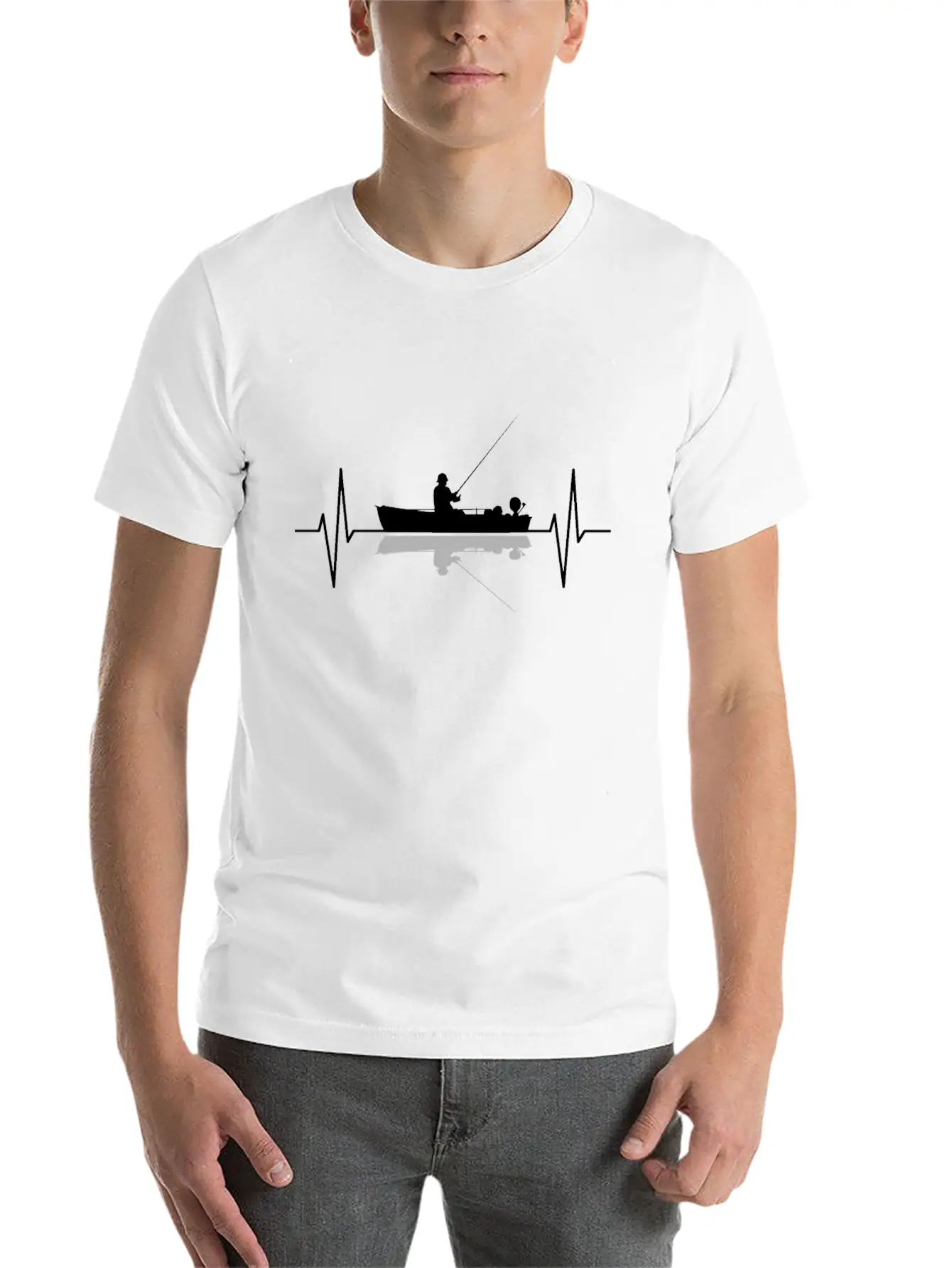 Angler Fisherman Fishing Boat Heartbeat Gift Classic Fit Graphic Tee For Daily Comfort – Unisex Cotton Shirt