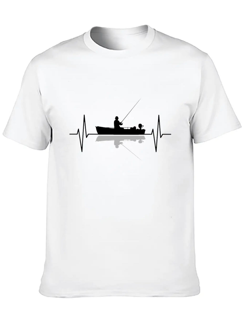 Angler Fisherman Fishing Boat Heartbeat Gift Classic Fit Graphic Tee For Daily Comfort – Unisex Cotton Shirt