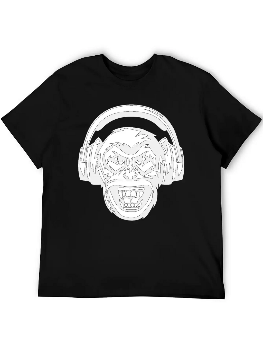 Angry Monkey Headphones Unisex Short Sleeve Soft Cotton T-Shirt – Casual Everyday Wear