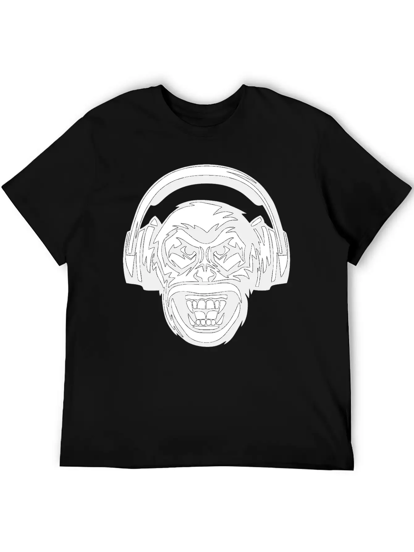 Angry Monkey Headphones Unisex Short Sleeve Soft Cotton T-Shirt – Casual Everyday Wear