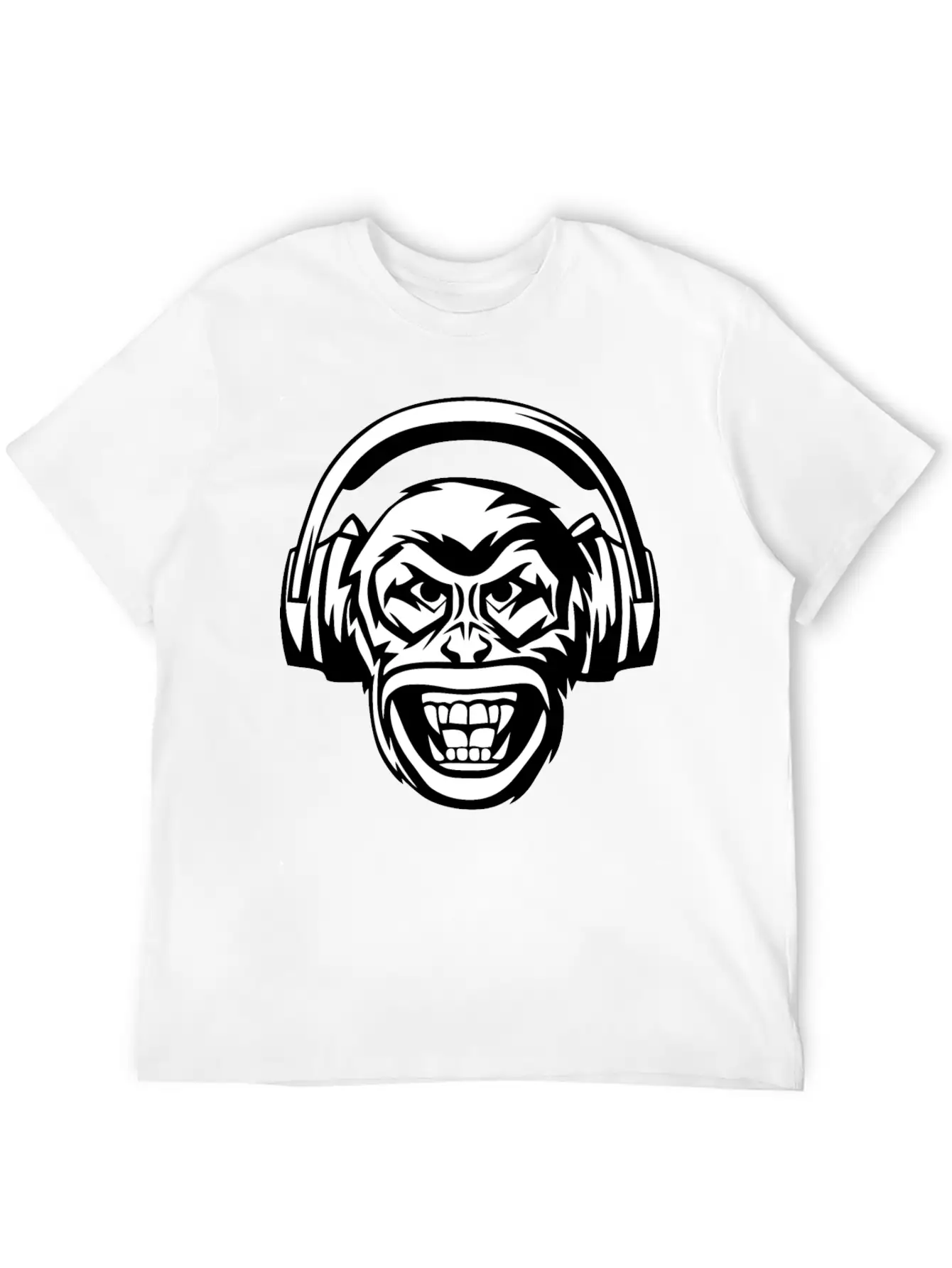 Angry Monkey Headphones Unisex Short Sleeve Soft Cotton T-Shirt – Casual Everyday Wear