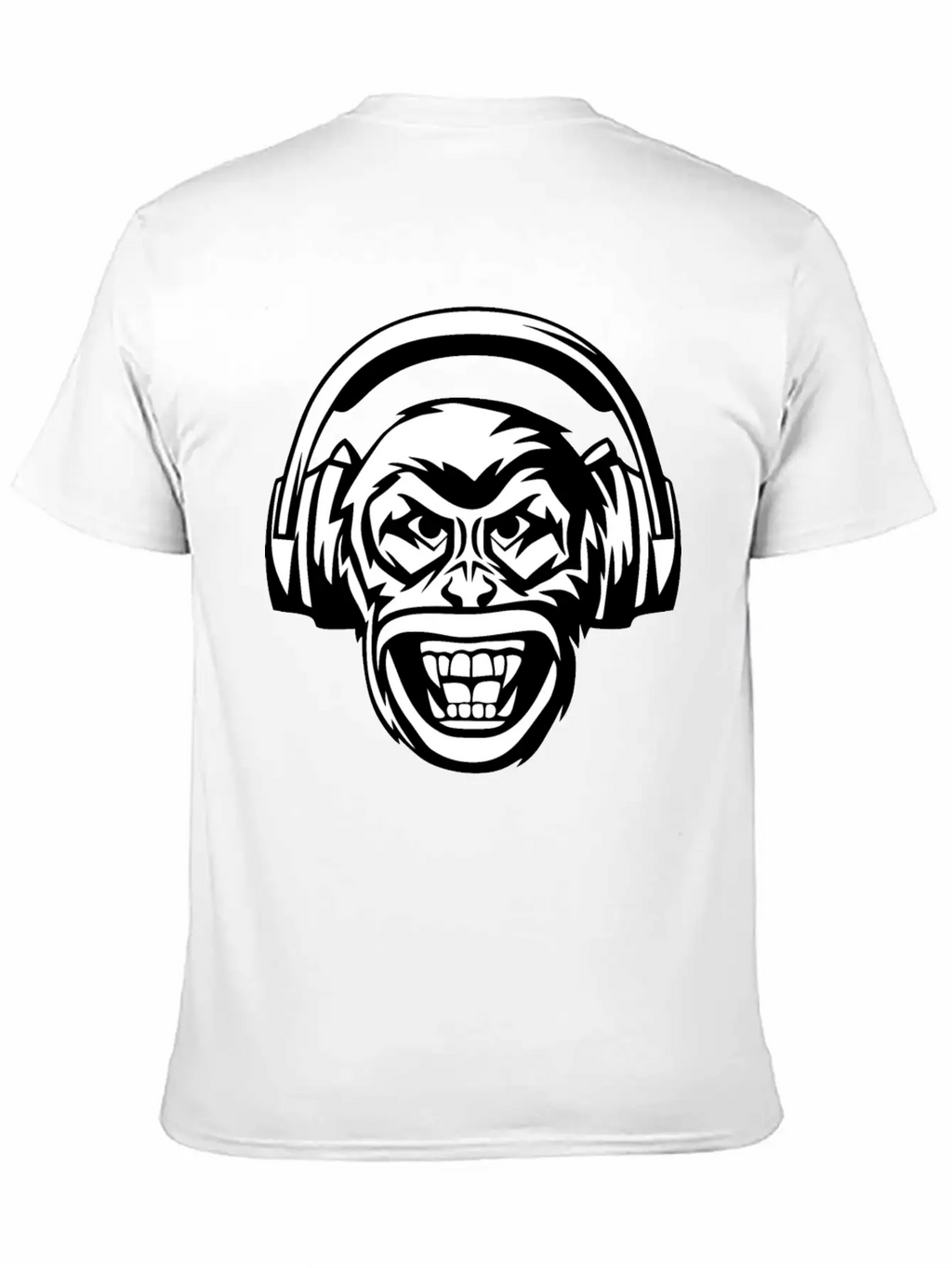 Angry Monkey Headphones Unisex Short Sleeve Soft Cotton T-Shirt – Casual Everyday Wear