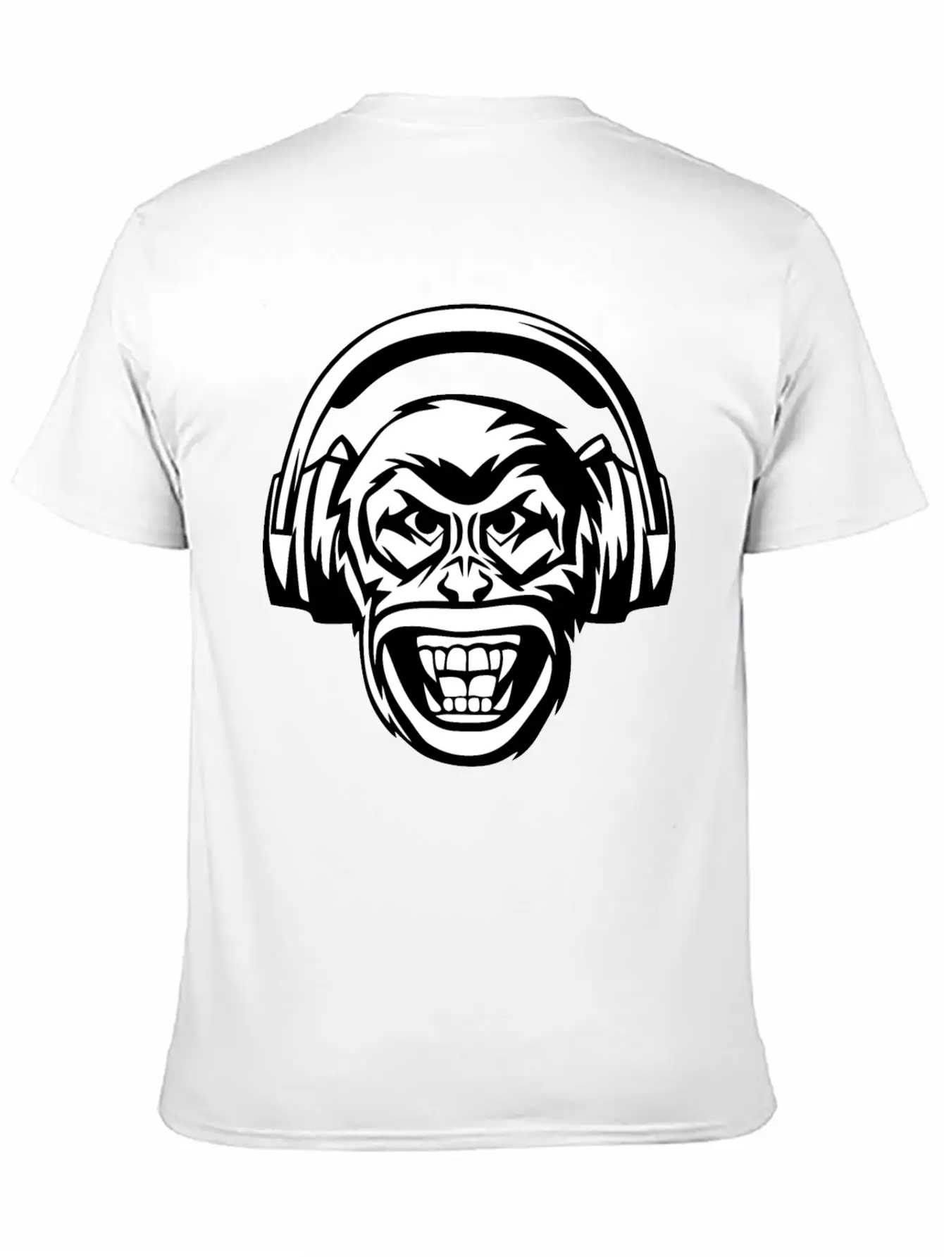 Angry Monkey Headphones Unisex Short Sleeve Soft Cotton T-Shirt – Casual Everyday Wear