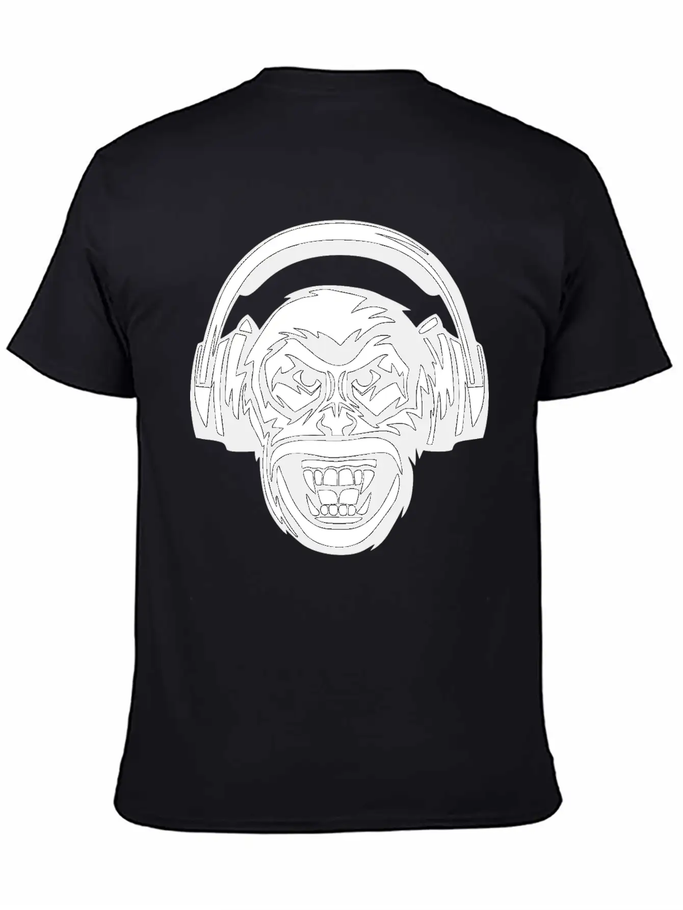 Angry Monkey Headphones Unisex Short Sleeve Soft Cotton T-Shirt – Casual Everyday Wear