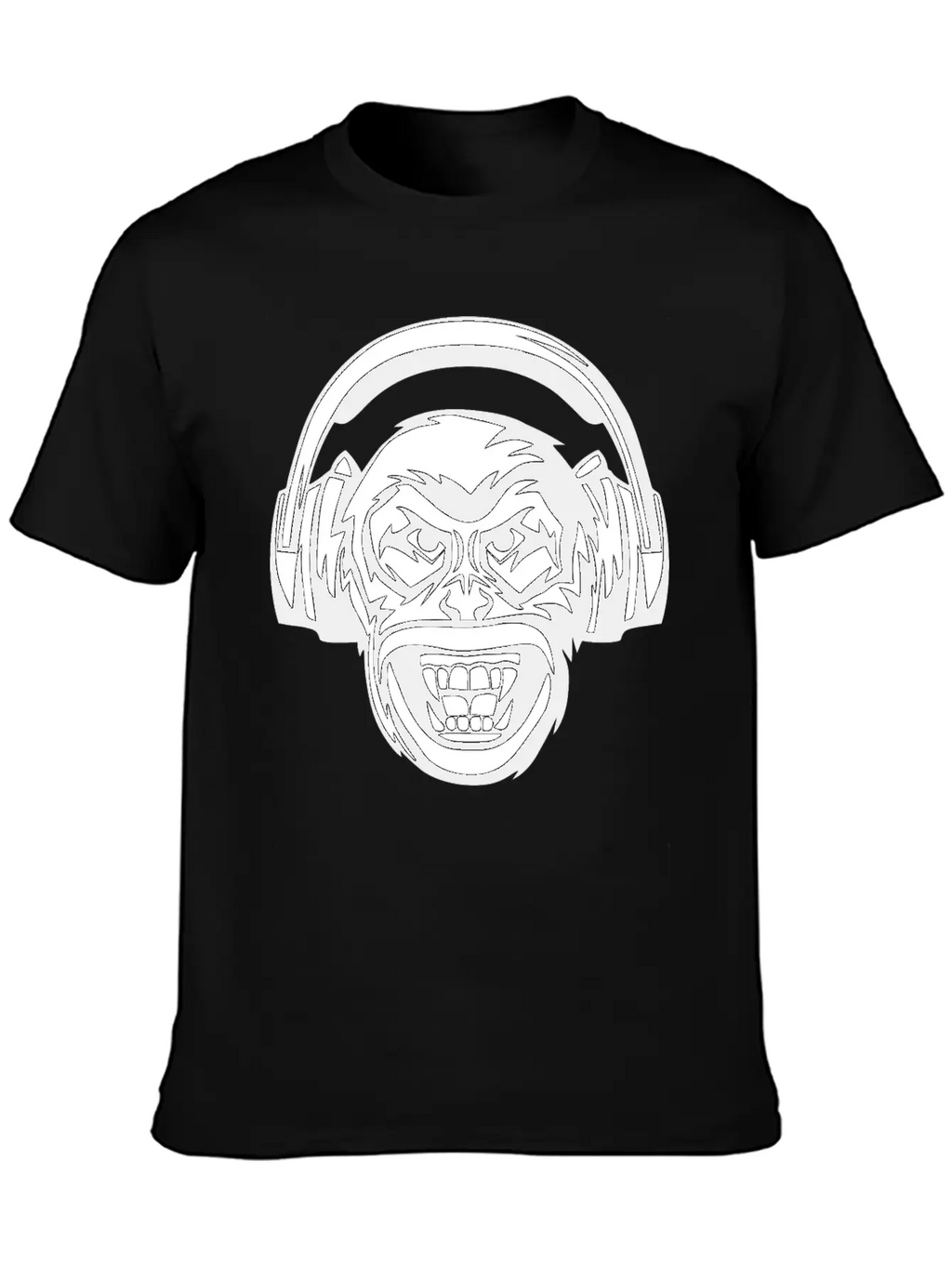 Angry Monkey Headphones Unisex Short Sleeve Soft Cotton T-Shirt – Casual Everyday Wear
