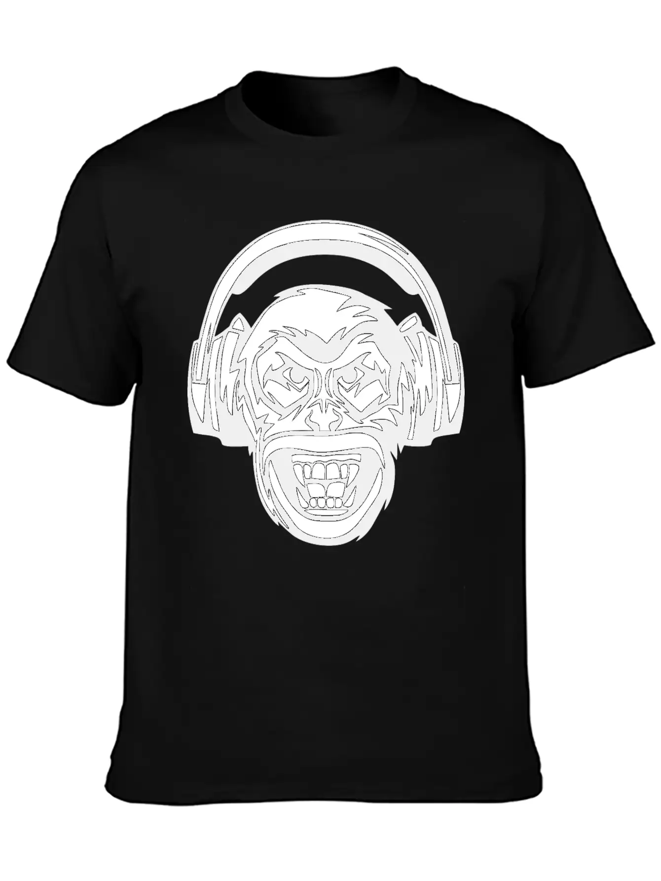 Angry Monkey Headphones Unisex Short Sleeve Soft Cotton T-Shirt – Casual Everyday Wear