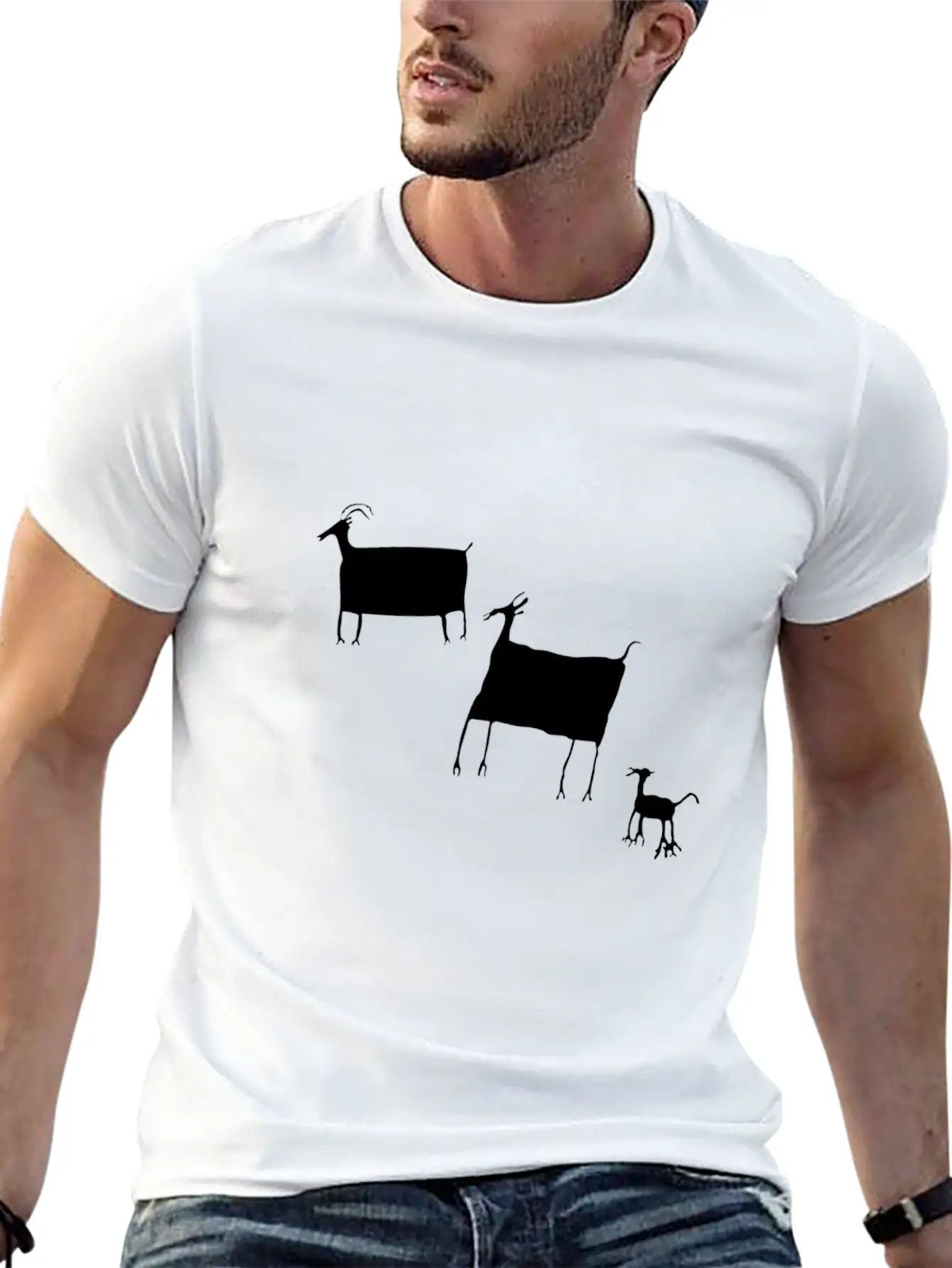 Animal Cave Art Tribal Art Tribe Floral Paleo Essential Cotton Tee For Daily Outfits – Unisex Style