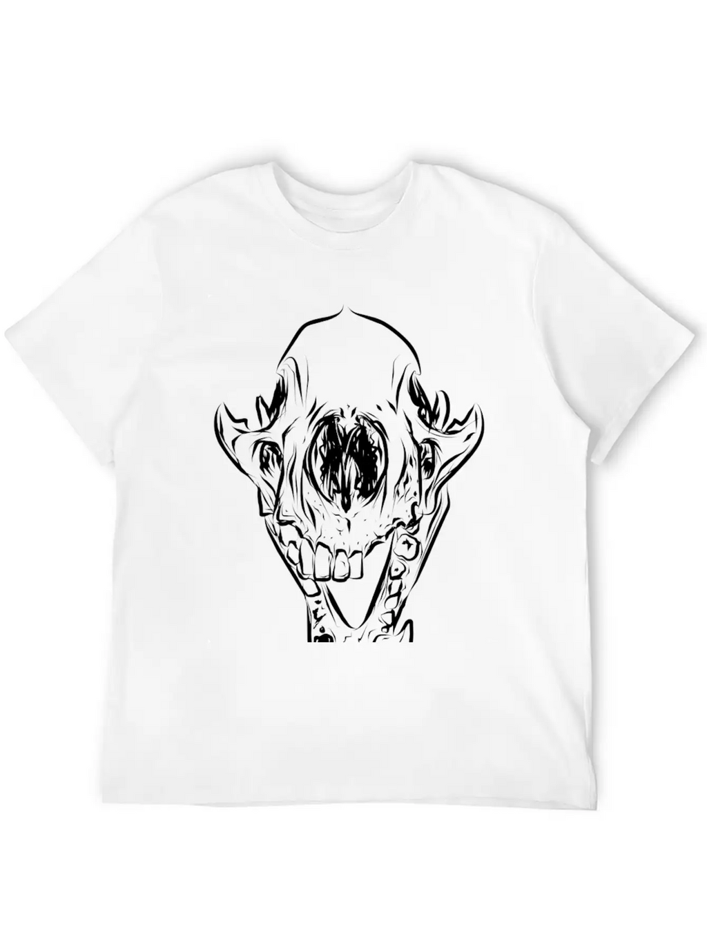 Animal Skull Line Art Casual Graphic T-Shirt – Simple And Comfortable Daily Wear
