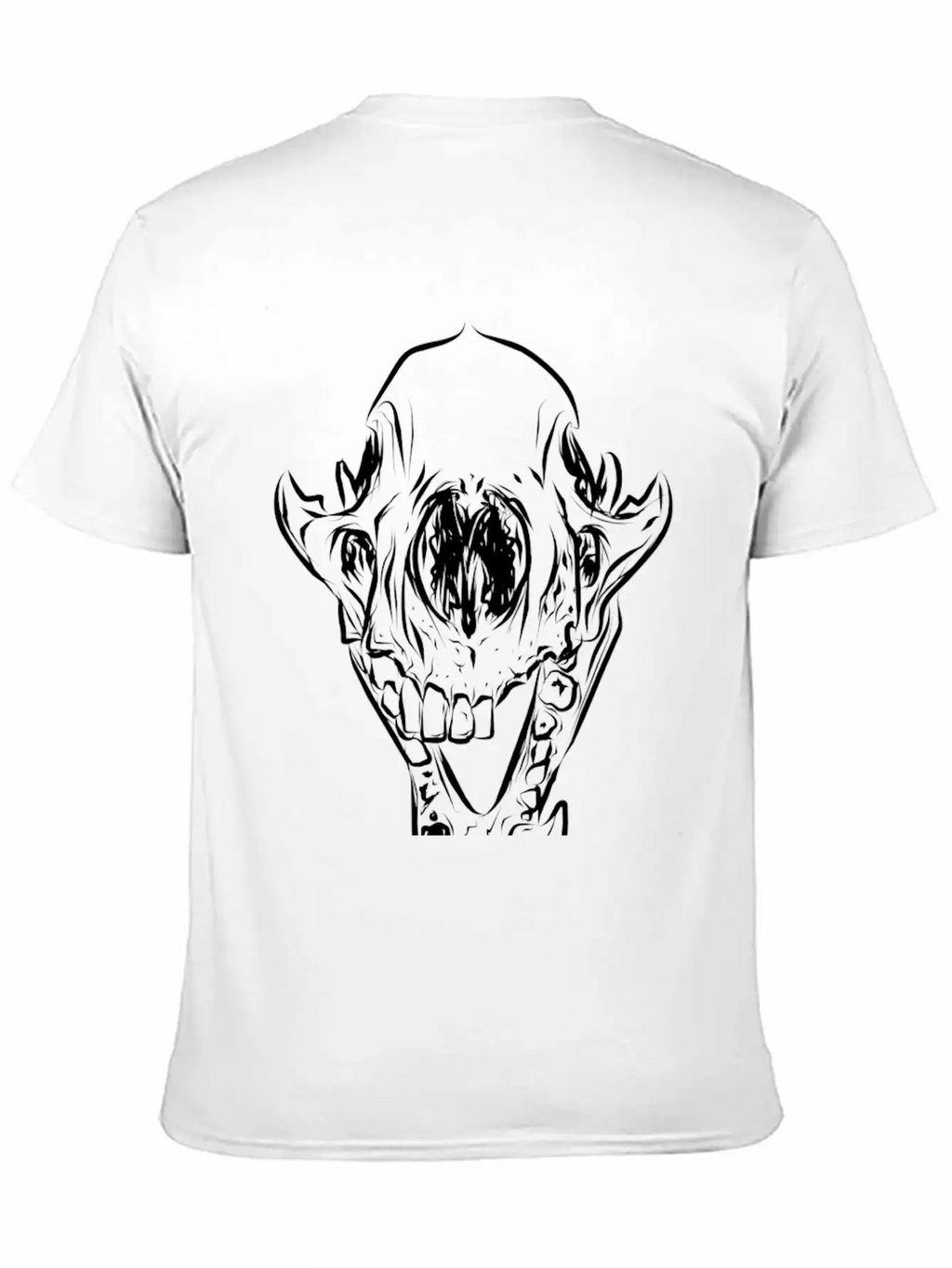 Animal Skull Line Art Casual Graphic T-Shirt – Simple And Comfortable Daily Wear