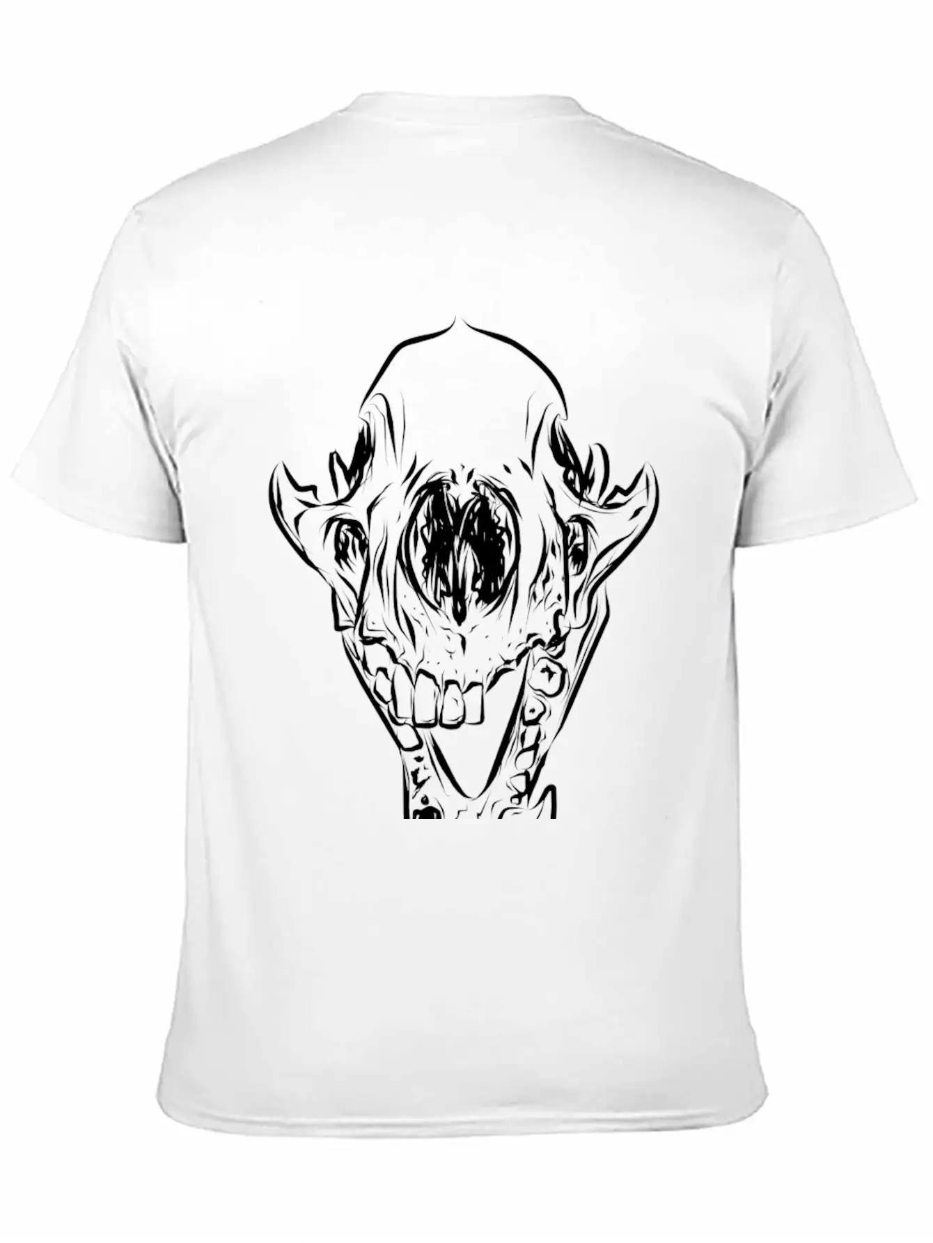 Animal Skull Line Art Casual Graphic T-Shirt – Simple And Comfortable Daily Wear