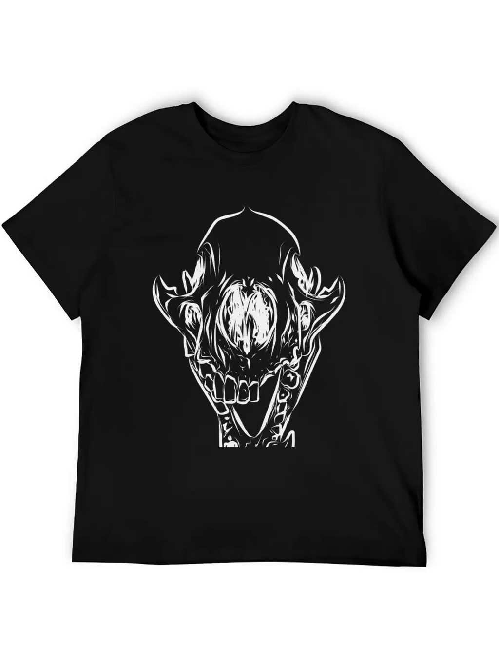 Animal Skull Line Art Casual Graphic T-Shirt – Simple And Comfortable Daily Wear
