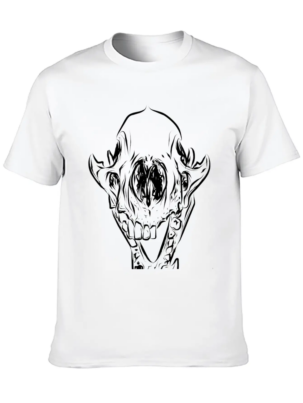Animal Skull Line Art Casual Graphic T-Shirt – Simple And Comfortable Daily Wear