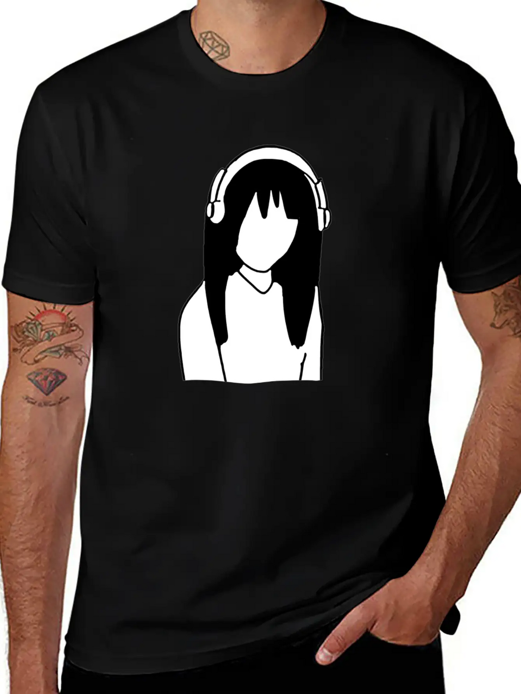 Anime Manga Girl Headphones Essential Cotton Tee For Daily Outfits – Unisex Style