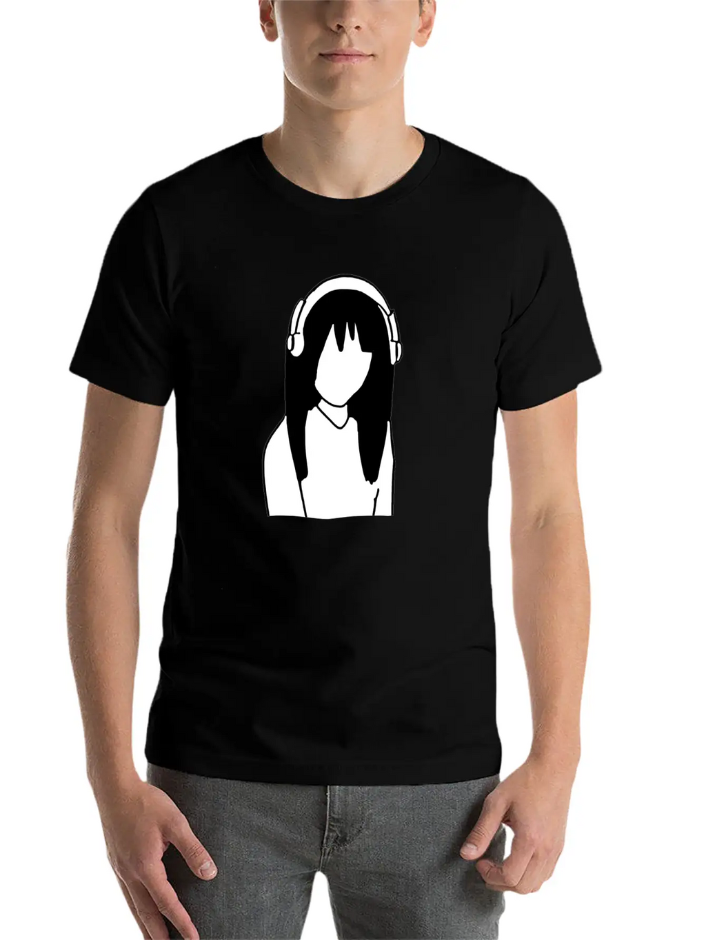 Anime Manga Girl Headphones Essential Cotton Tee For Daily Outfits – Unisex Style