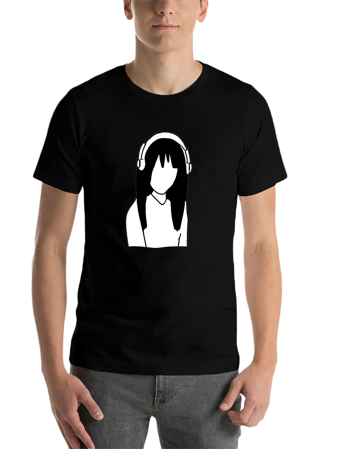 Anime Manga Girl Headphones Essential Cotton Tee For Daily Outfits – Unisex Style