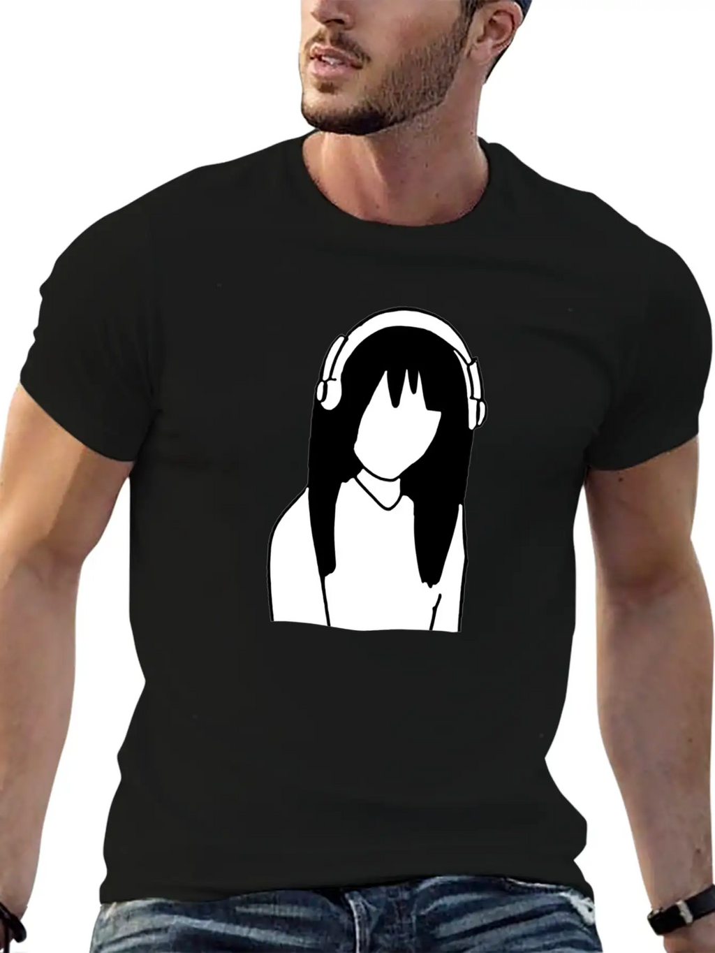 Anime Manga Girl Headphones Essential Cotton Tee For Daily Outfits – Unisex Style