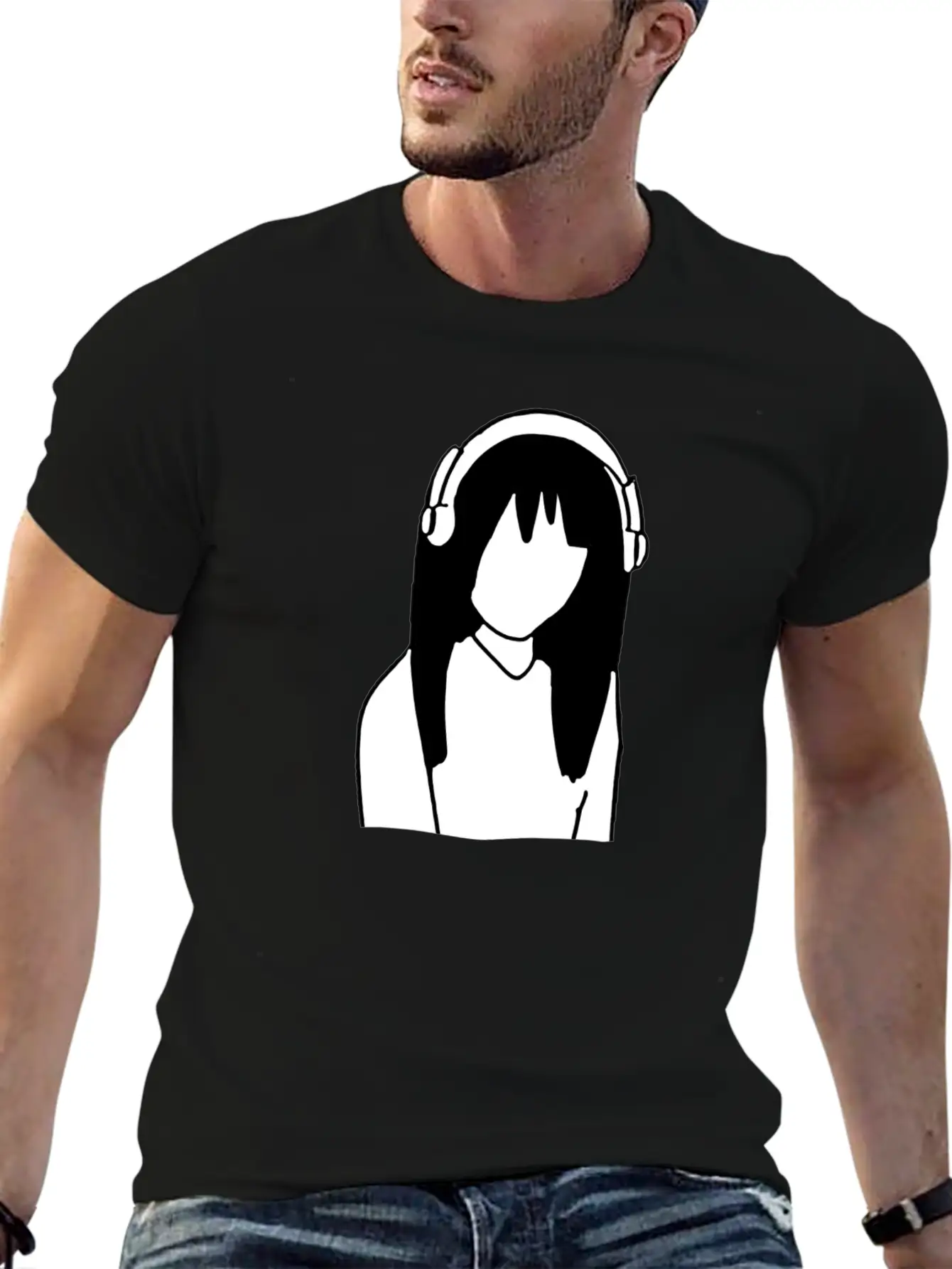 Anime Manga Girl Headphones Essential Cotton Tee For Daily Outfits – Unisex Style