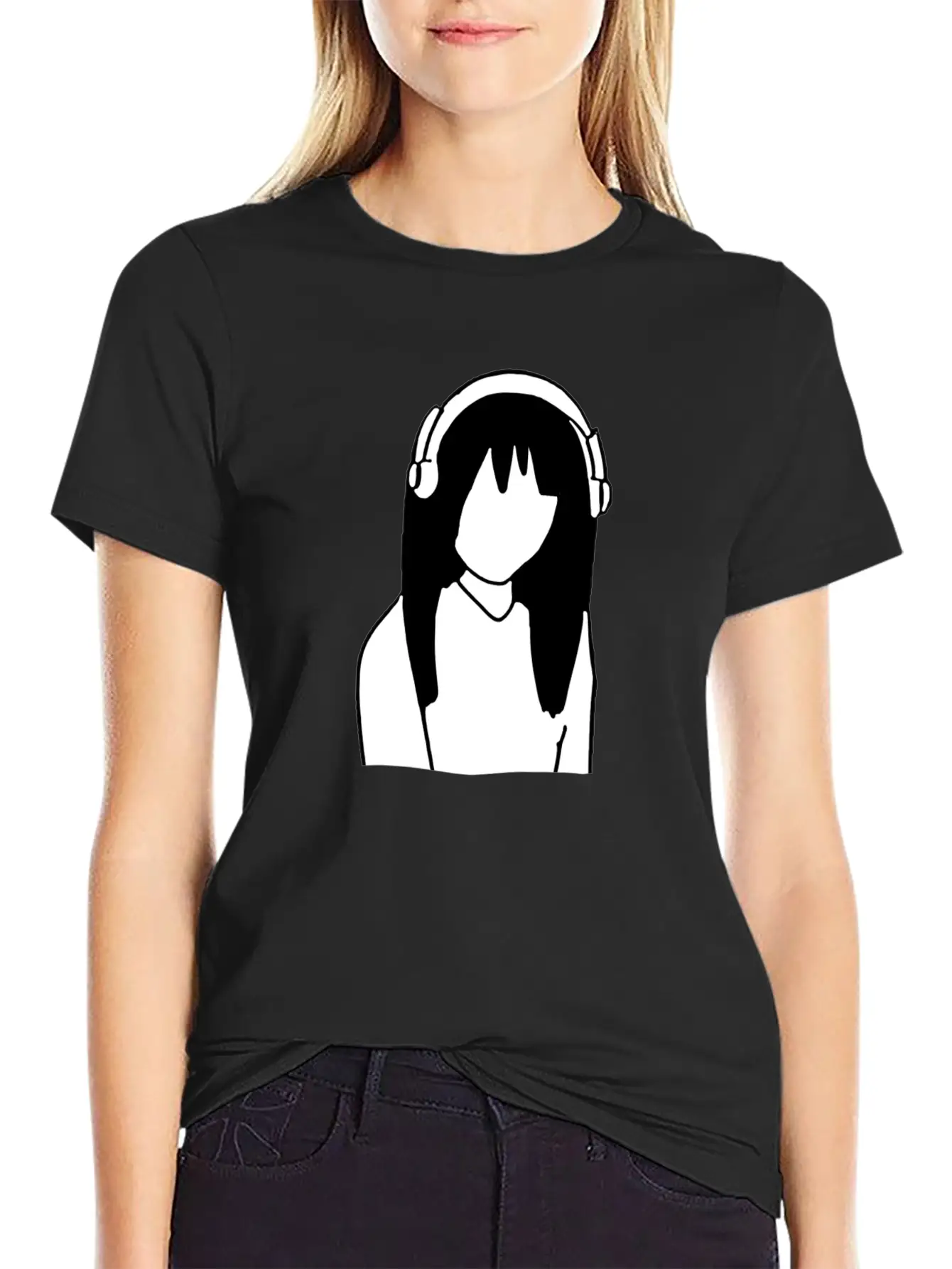Anime Manga Girl Headphones Essential Cotton Tee For Daily Outfits – Unisex Style