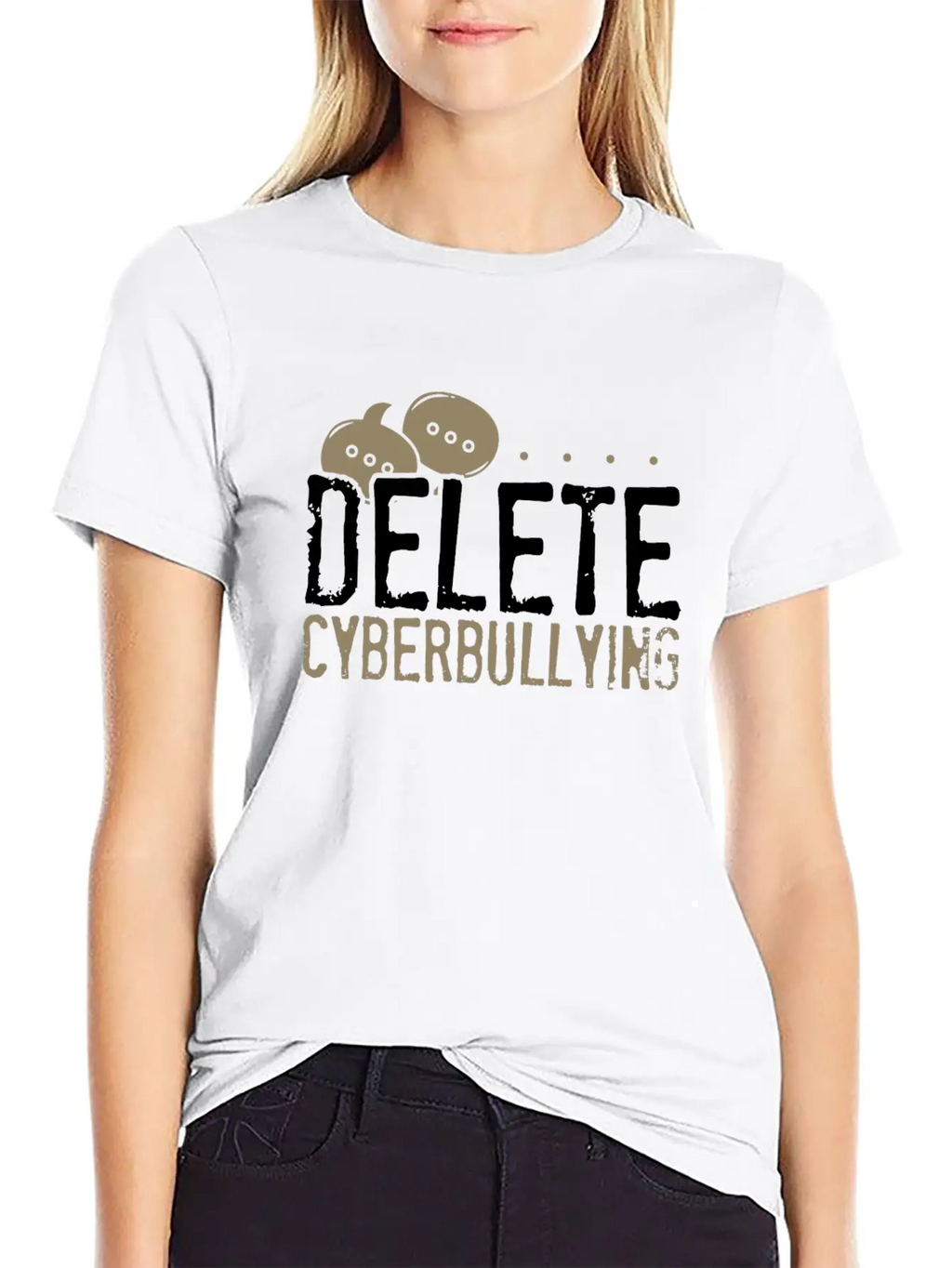 Anti Bullying Gifts Delete Cyberbullying Gifts Unisex Short Sleeve Soft Cotton T-Shirt – Casual Everyday Wear