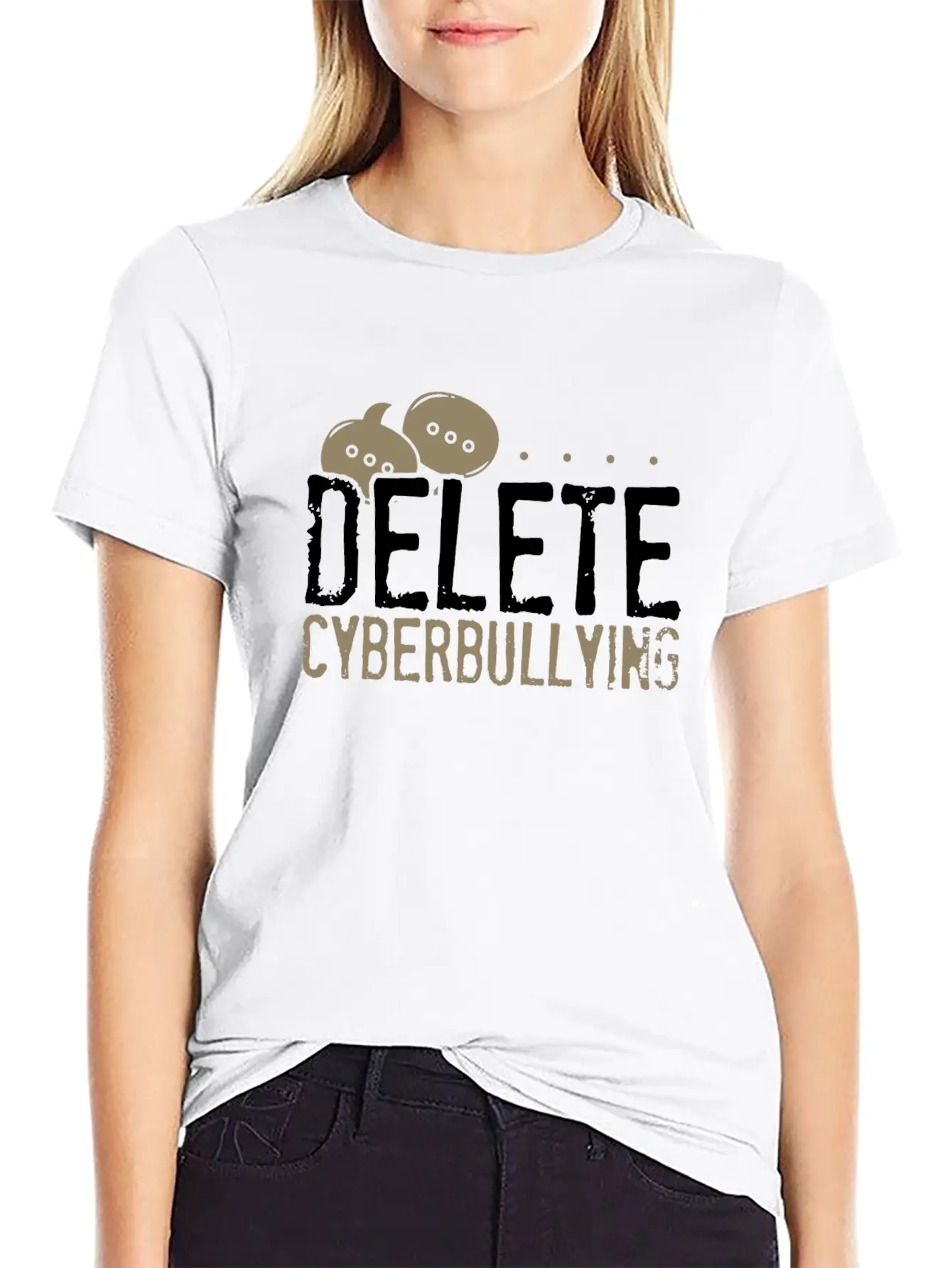 Anti Bullying Gifts Delete Cyberbullying Gifts Unisex Short Sleeve Soft Cotton T-Shirt – Casual Everyday Wear